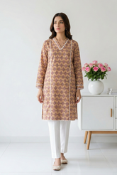 Ajrak Print Pure Cotton Top for Women – Elegant Ethnic Everyday Wear KT0012