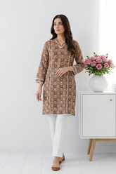 Ajrak Print Pure Cotton Top for Women – Elegant Ethnic Everyday Wear KT0014