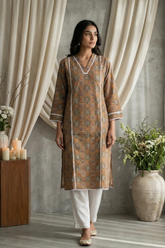 Ajrak Print Pure Cotton Top for Women – Elegant Ethnic Everyday Wear KT0015