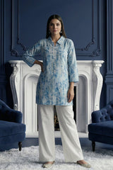 Blue Pure Cotton Printed Co-Ord Set CD0016