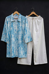 Blue Pure Cotton Printed Co-Ord Set CD0016