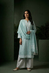 Pista Cotton Jacquard Design Kurta Set with Flex Cotton Dupatta ST0011
