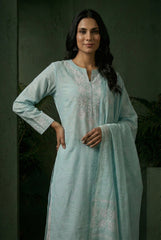 Pista Cotton Jacquard Design Kurta Set with Flex Cotton Dupatta ST0011