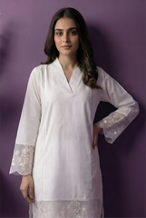 White Viscose Vertical Co-Ord Set with Inner CD0019