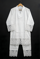 White Viscose Vertical Co-Ord Set with Inner CD0019