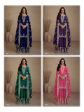 Elegant Semi Chinon Silk Ensemble Sharara EASR0008