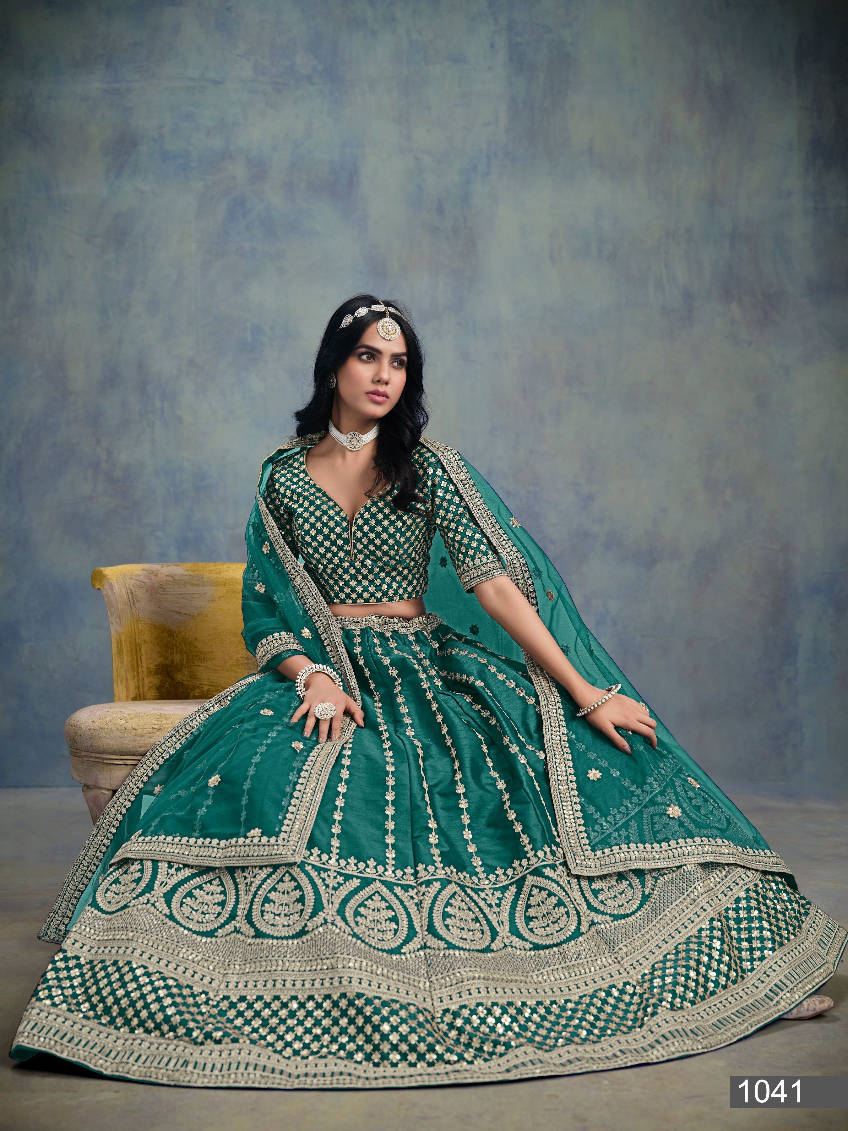 Lehenga choli with premium tikki work LXLG0012