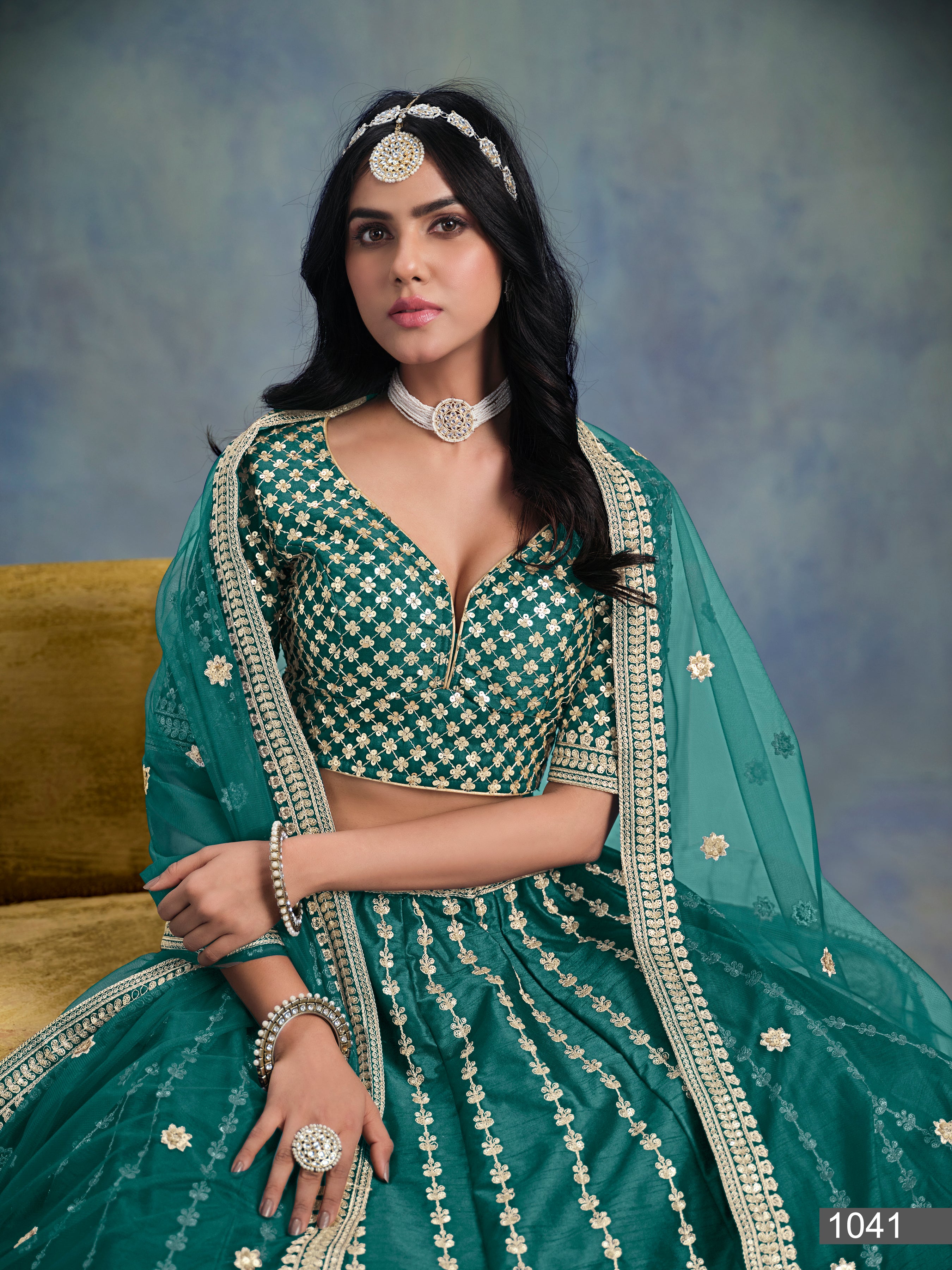 Lehenga choli with premium tikki work LXLG0012