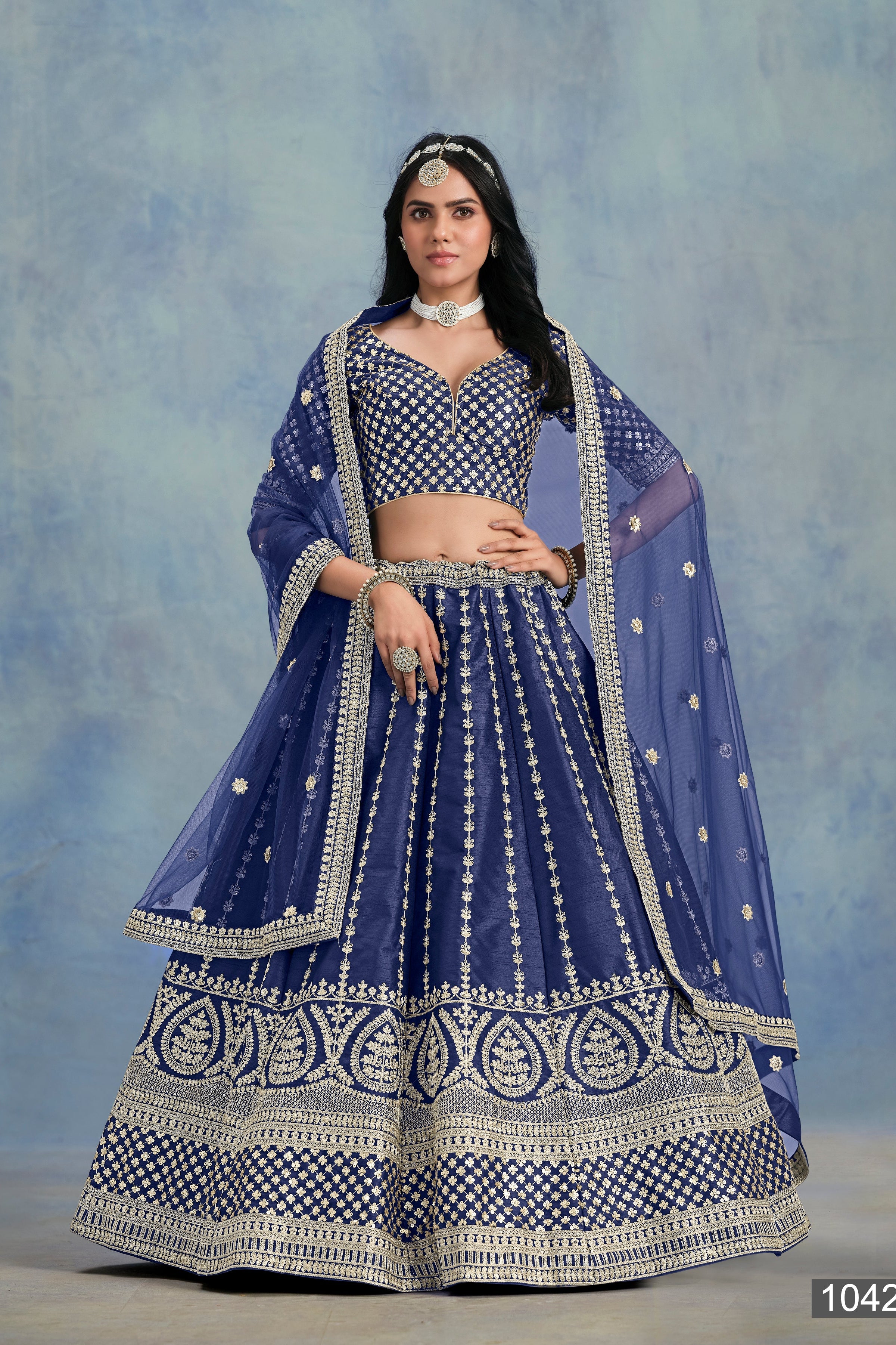 Lehenga choli with premium tikki work LXLG0012
