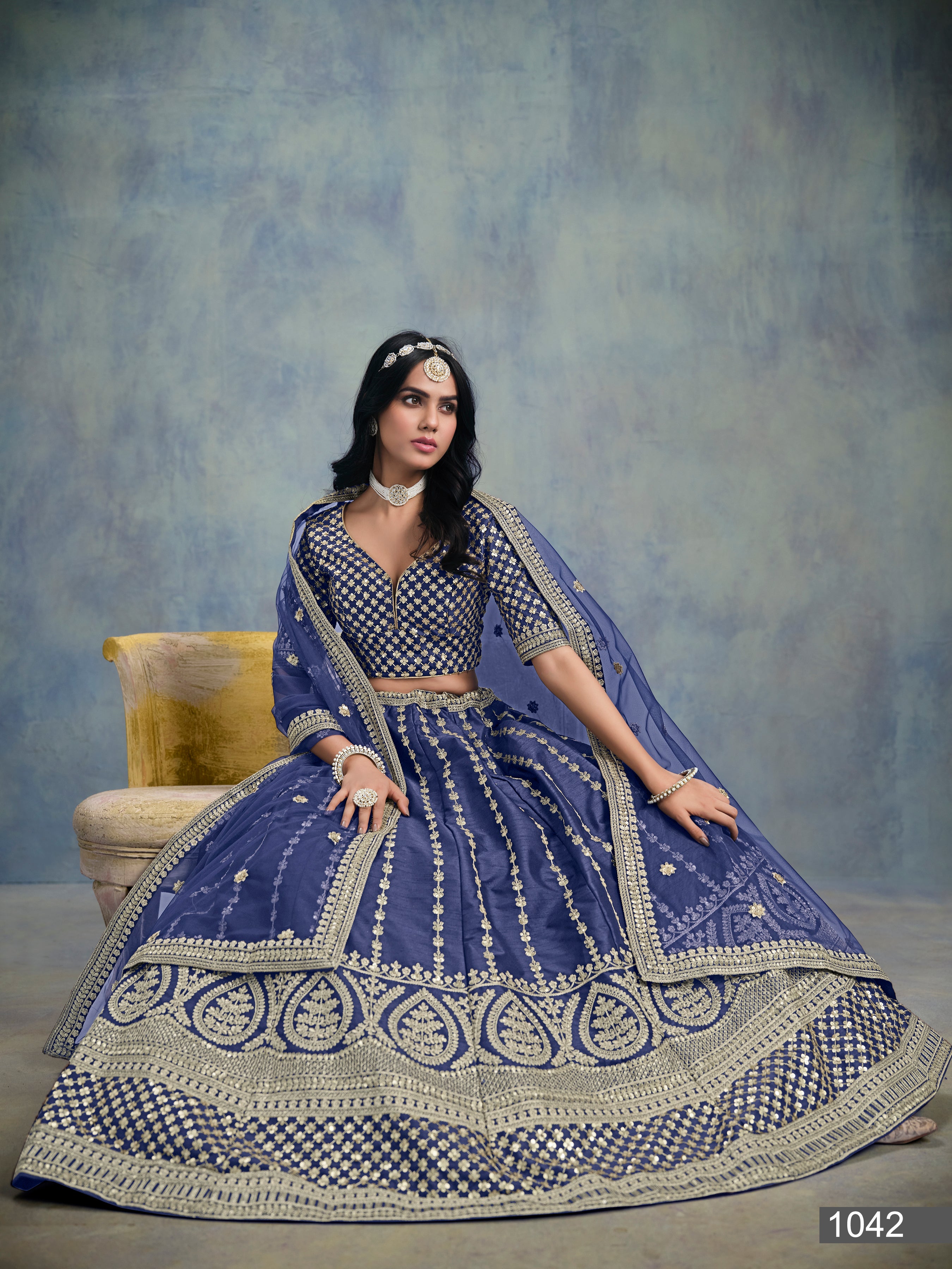 Lehenga choli with premium tikki work LXLG0012