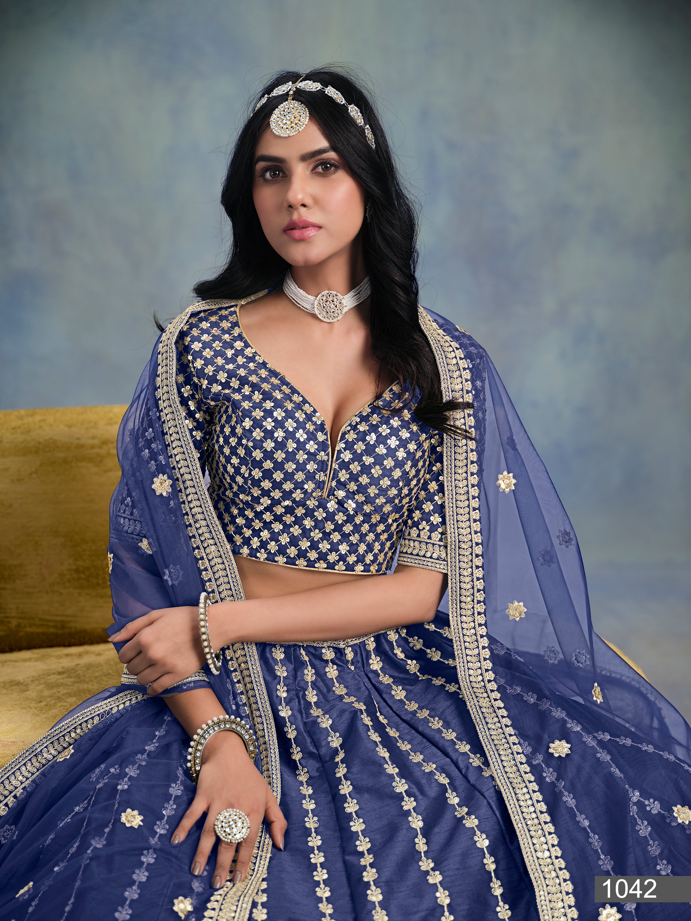 Lehenga choli with premium tikki work LXLG0012