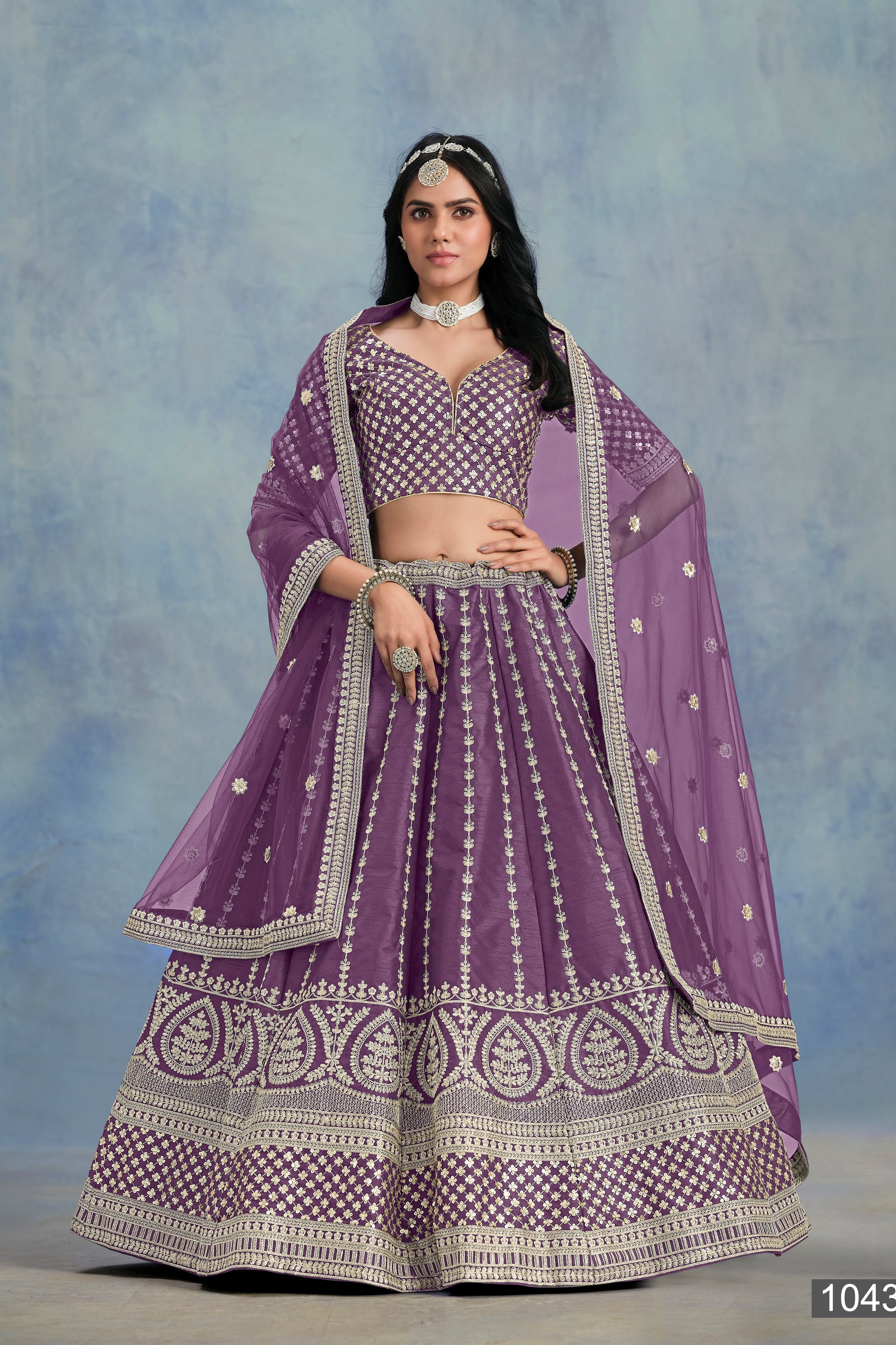 Lehenga choli with premium tikki work LXLG0012