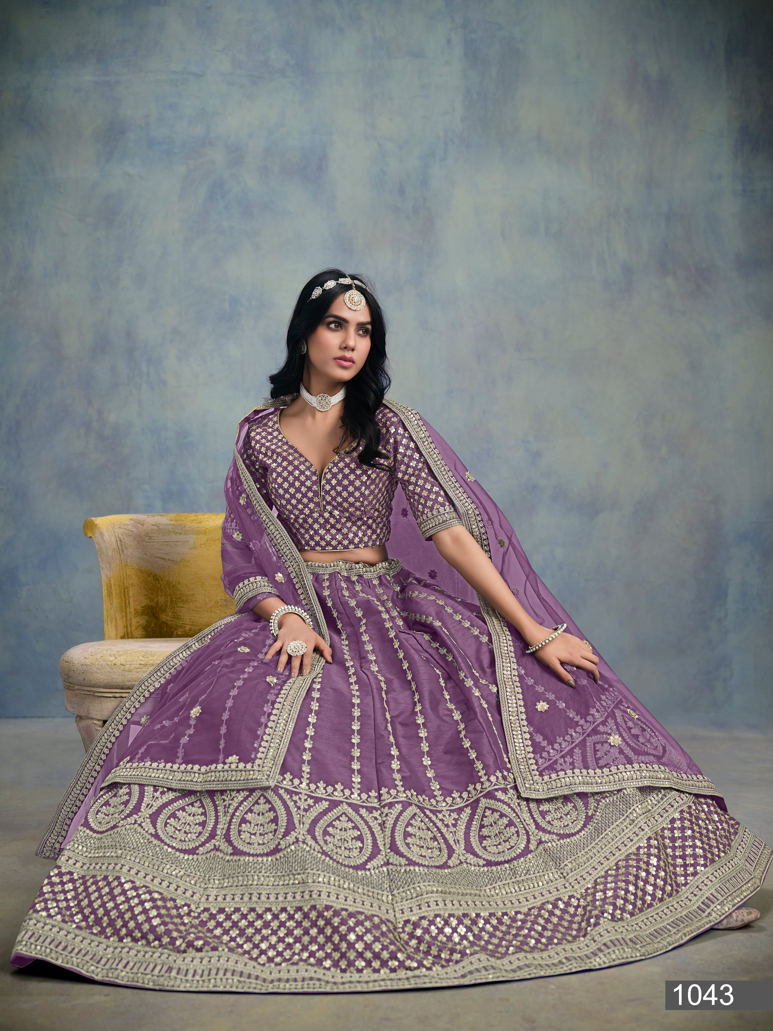Lehenga choli with premium tikki work LXLG0012