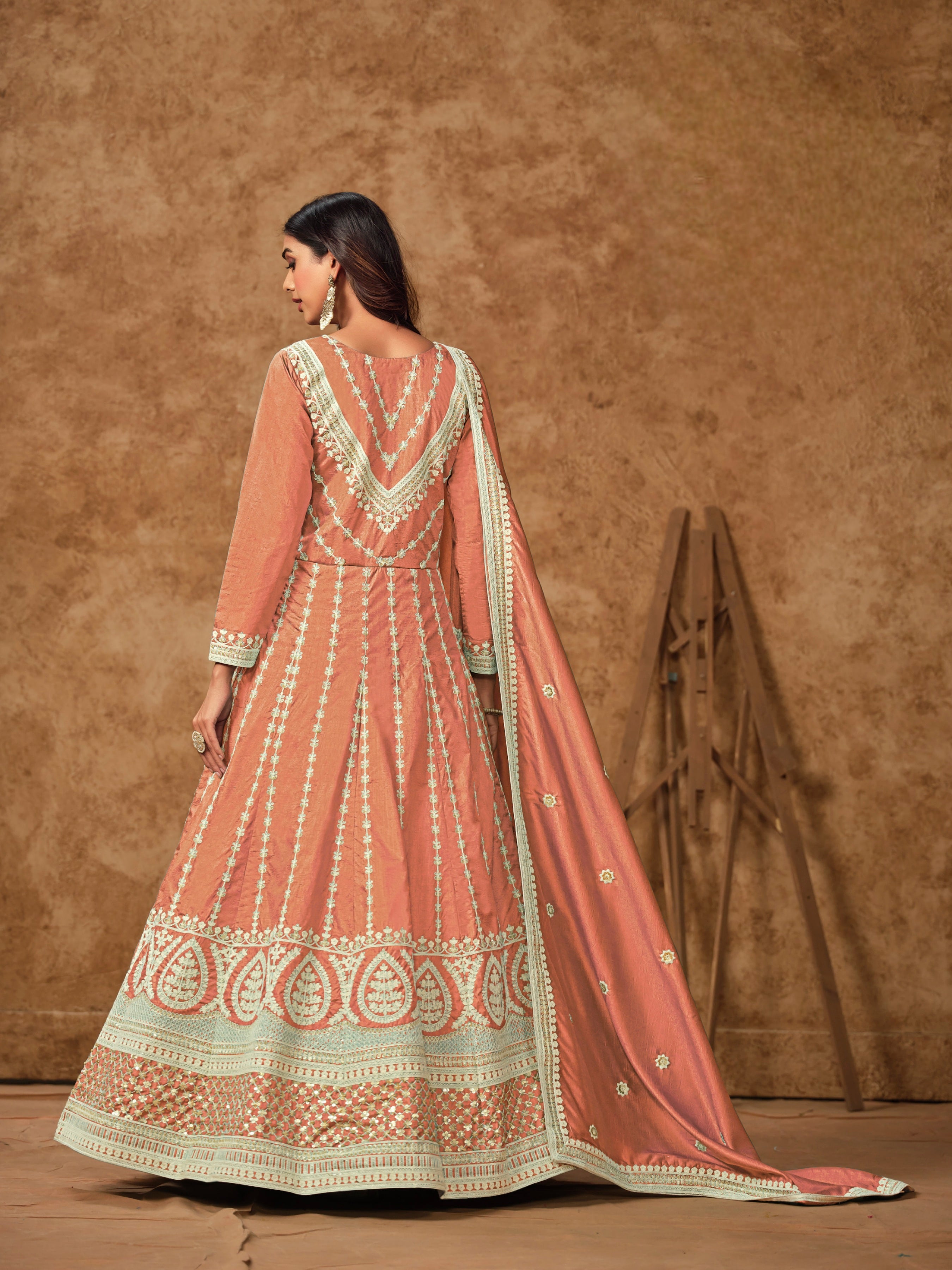 Silken Tranquil  Embroidered Gown LXGW0006