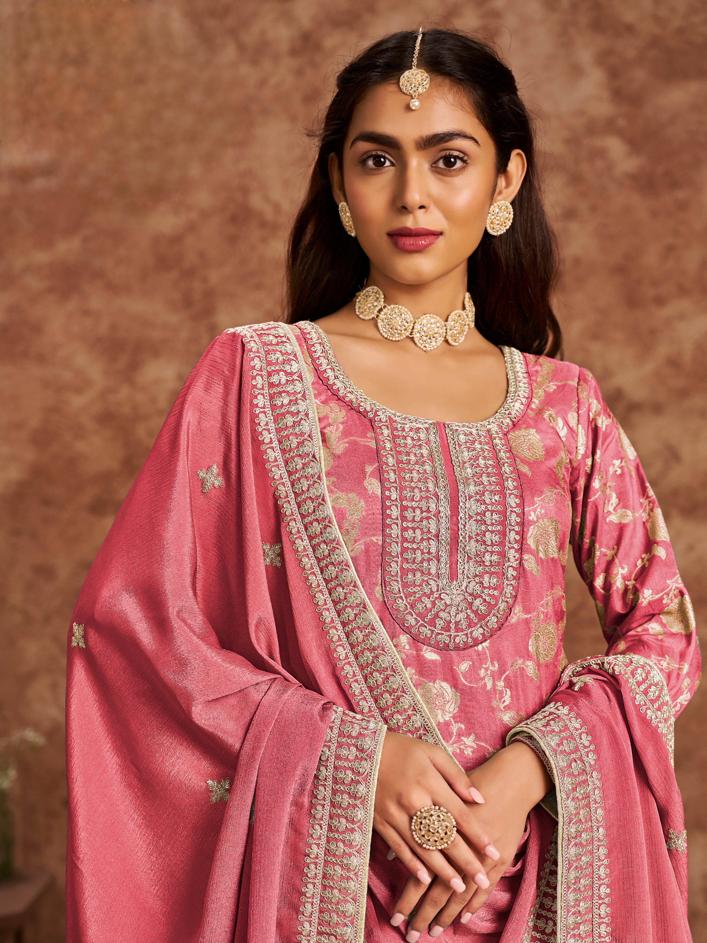 Dola Silk Jacquard Suit with Chinon Dupatta EAST0017