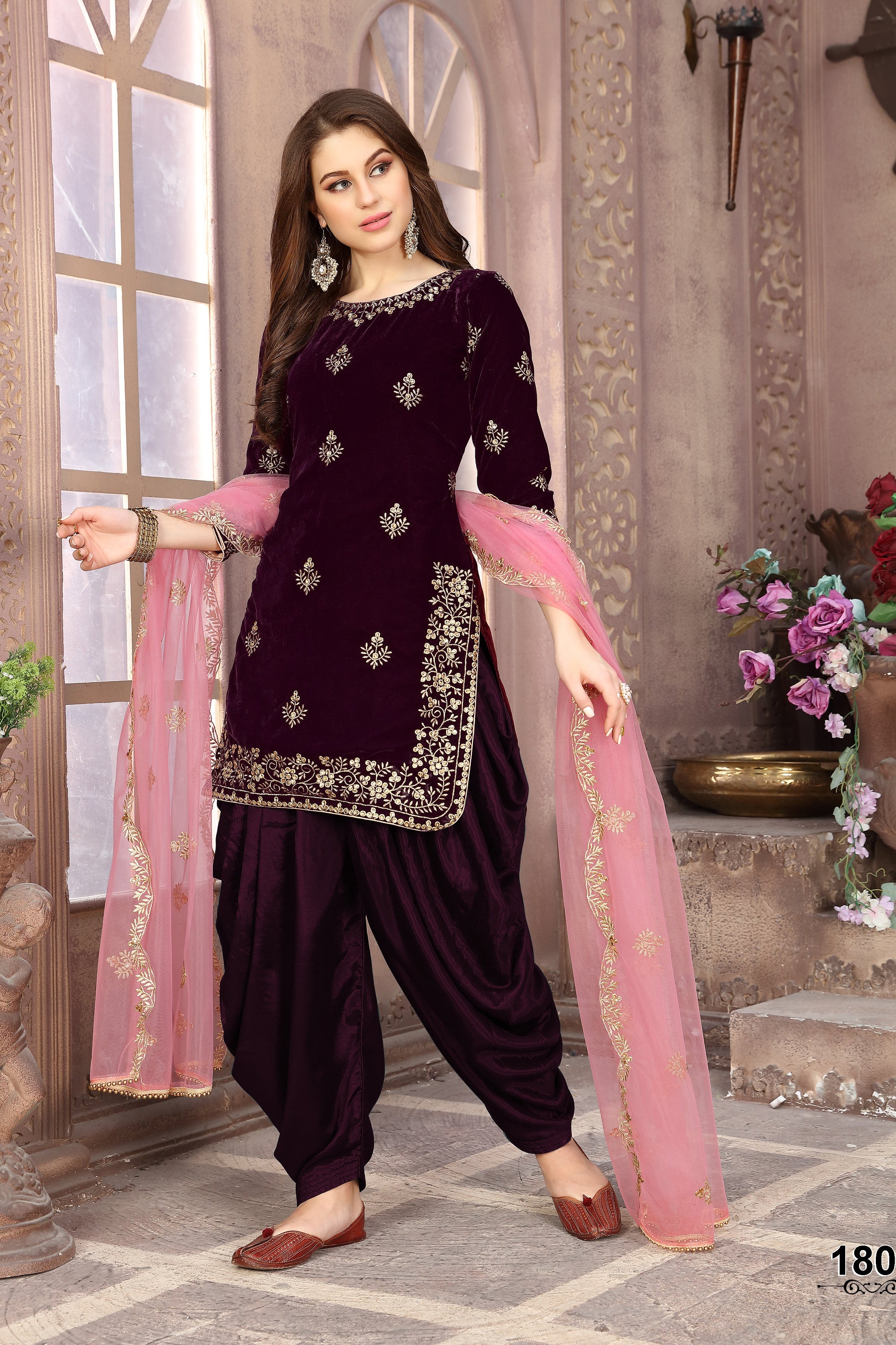 Velvet Suit Set with Net Dupatta EAST0028