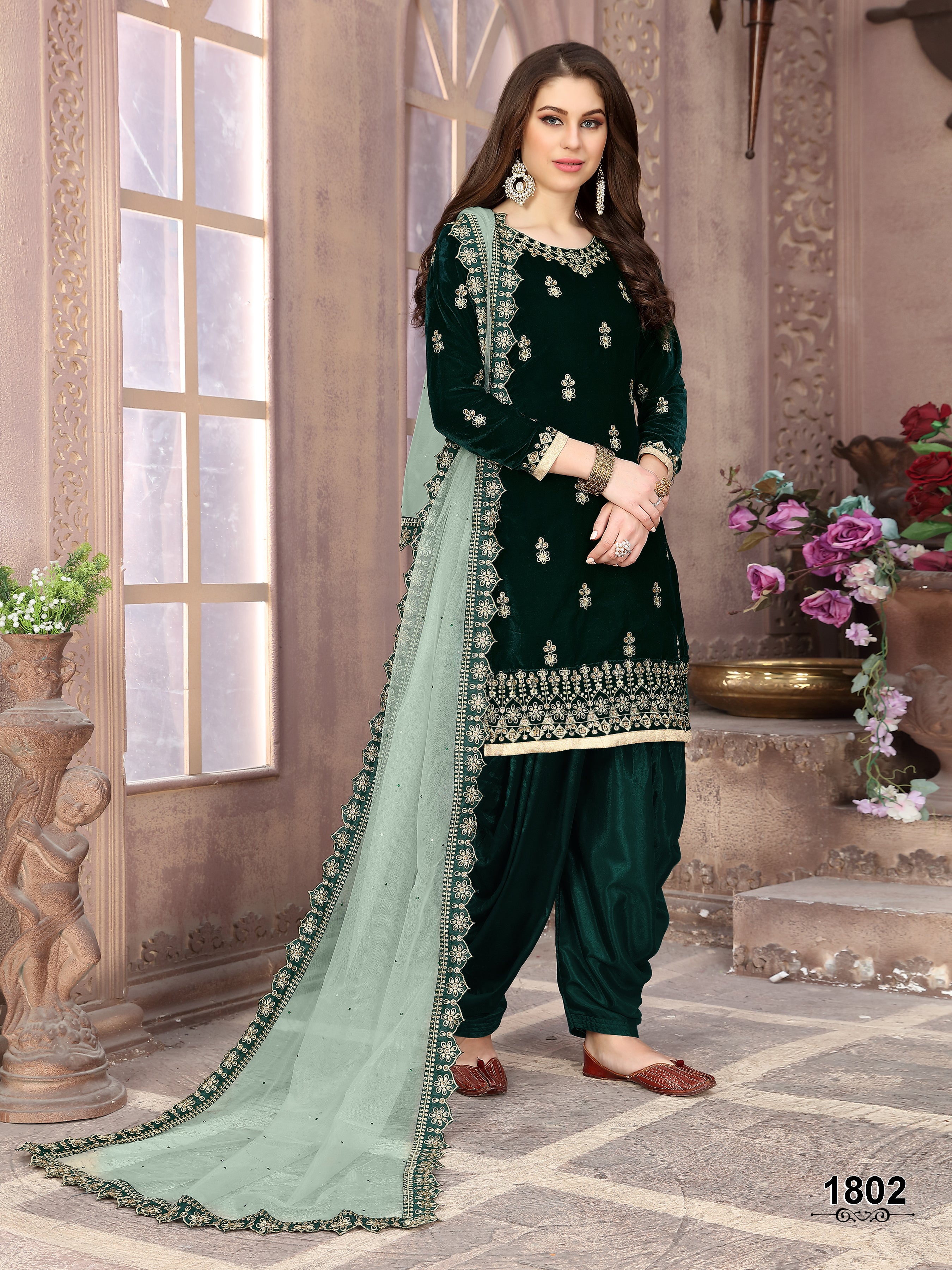 Velvet Suit Set with Net Dupatta EAST0028