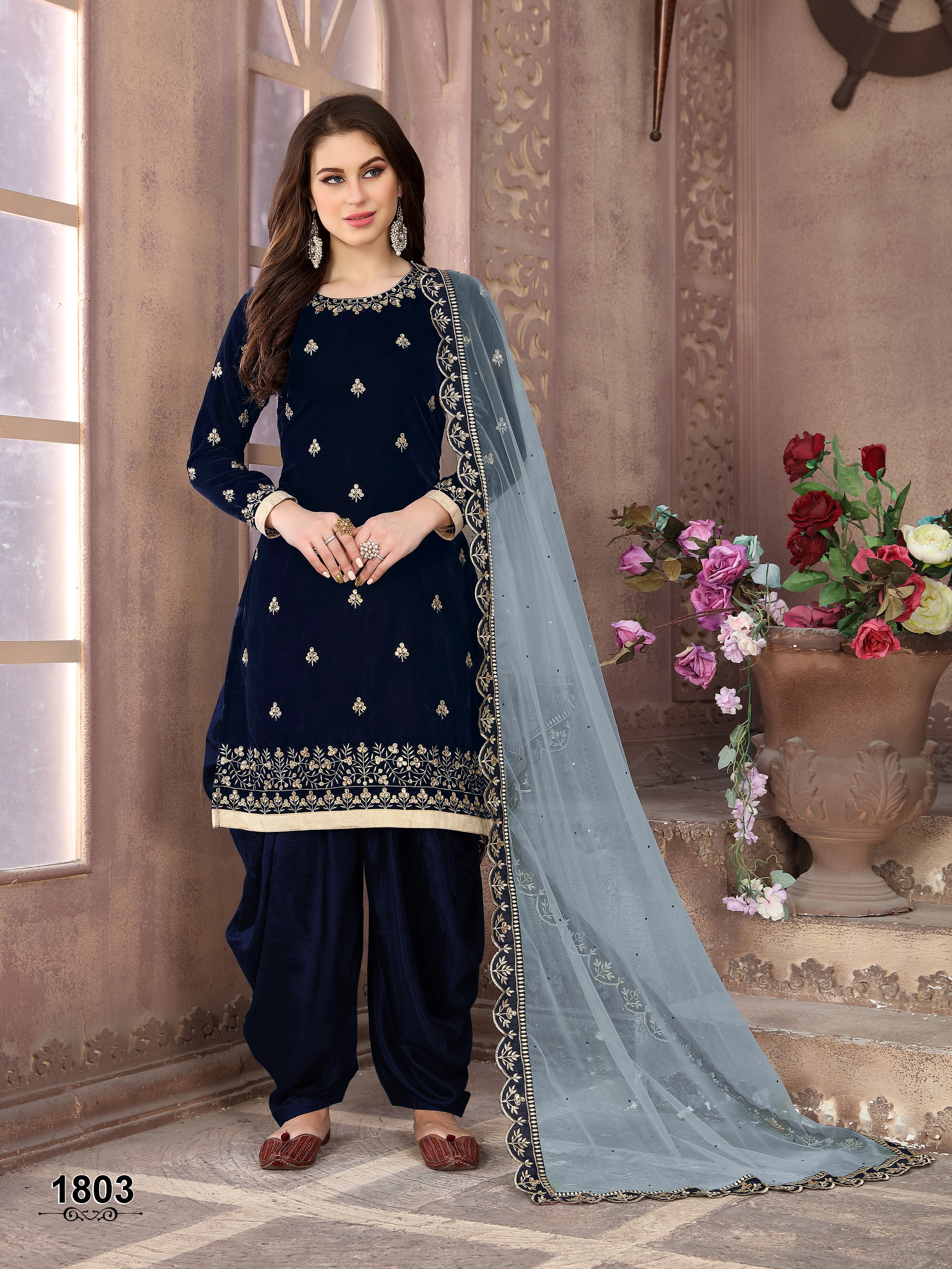 Velvet Suit Set with Net Dupatta EAST0028