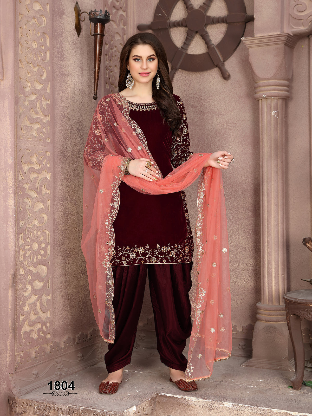 Velvet Suit Set with Net Dupatta EAST0028