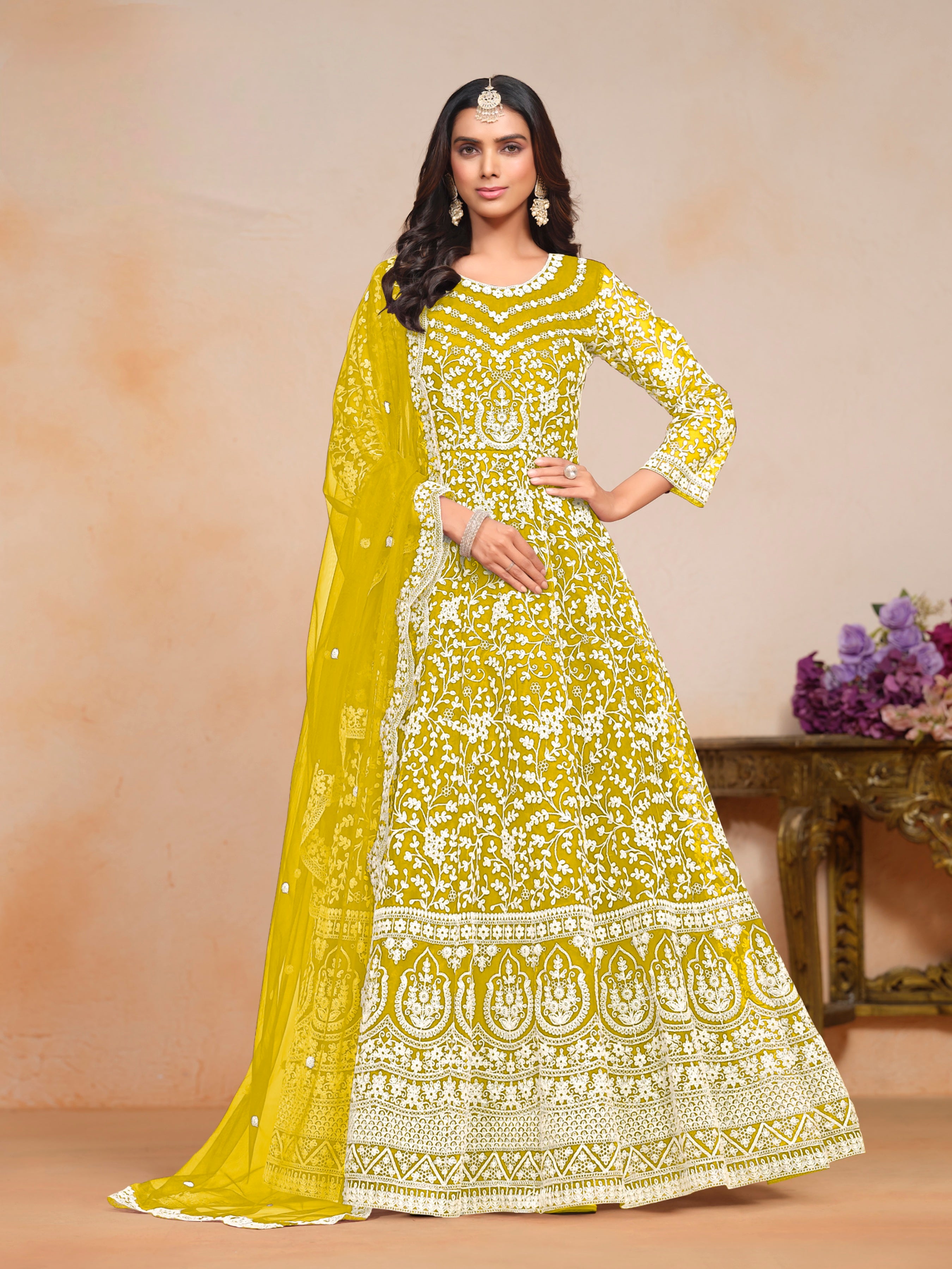Netra Elegance Embroidered Net Gown EAGW0055