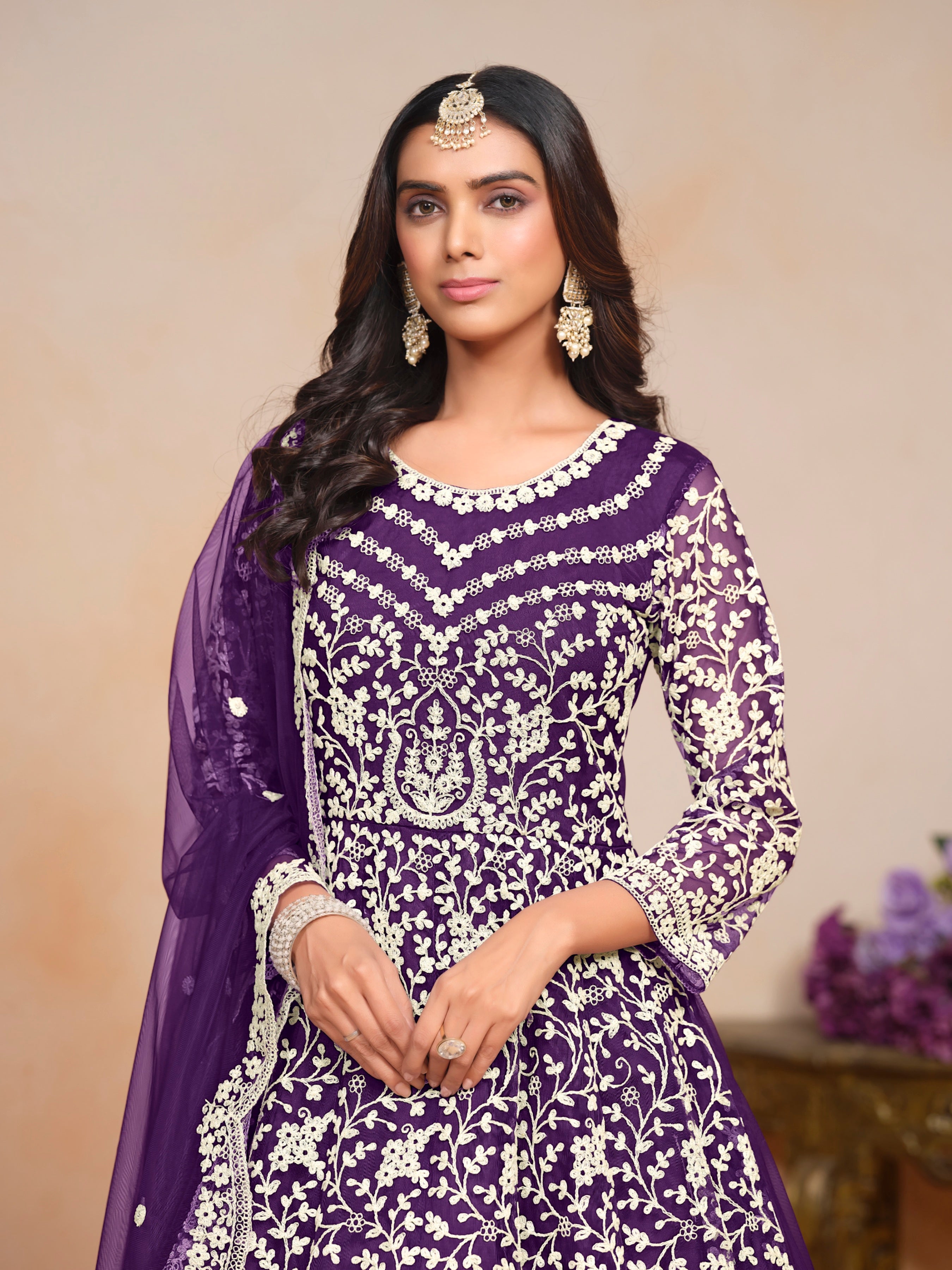 Netra Elegance Embroidered Net Gown EAGW0055
