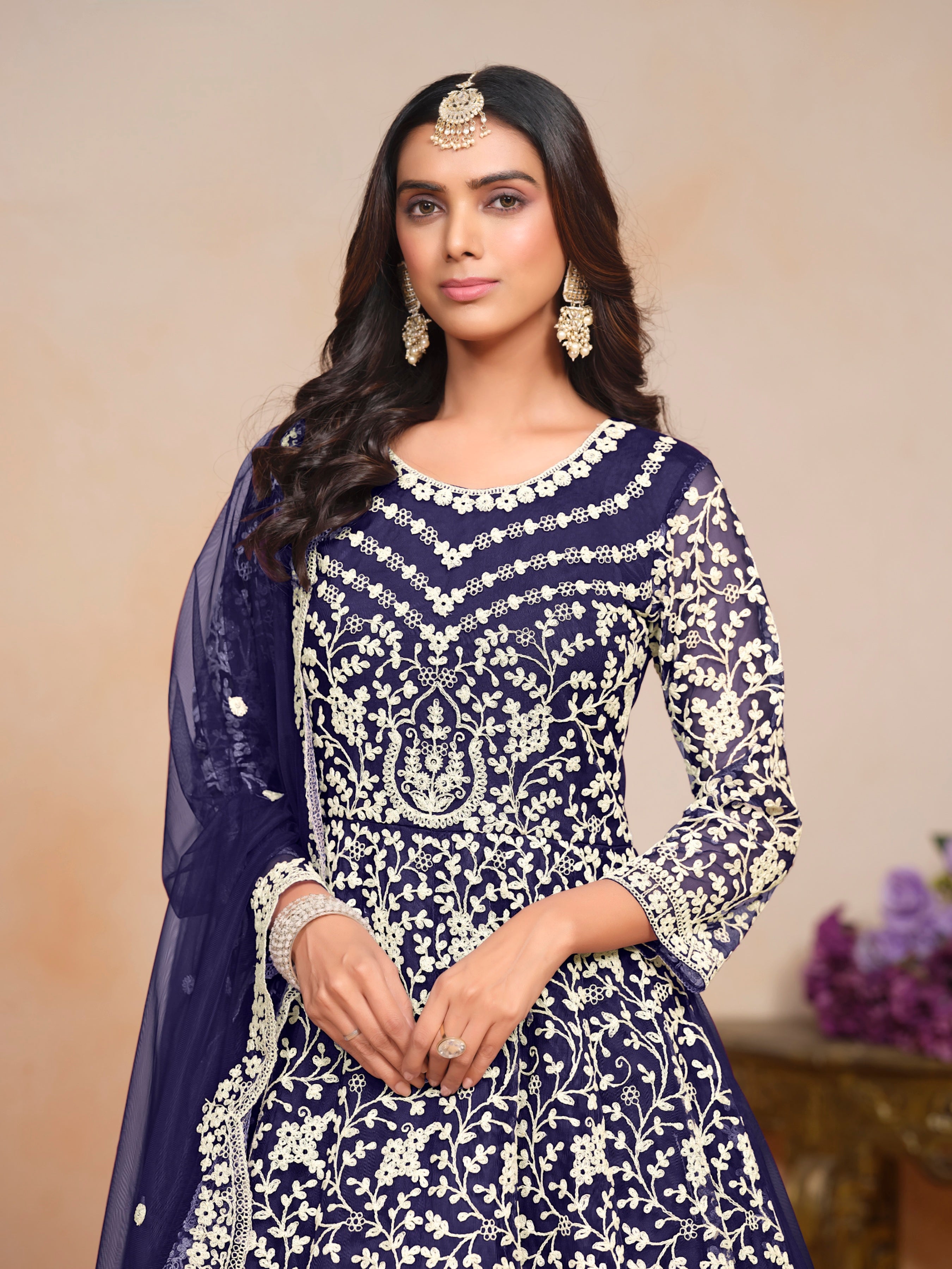 Netra Elegance Embroidered Net Gown EAGW0055