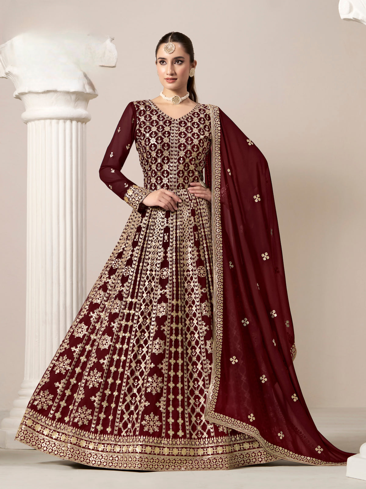 Faux Georgatte Designer Gown LXGW0002