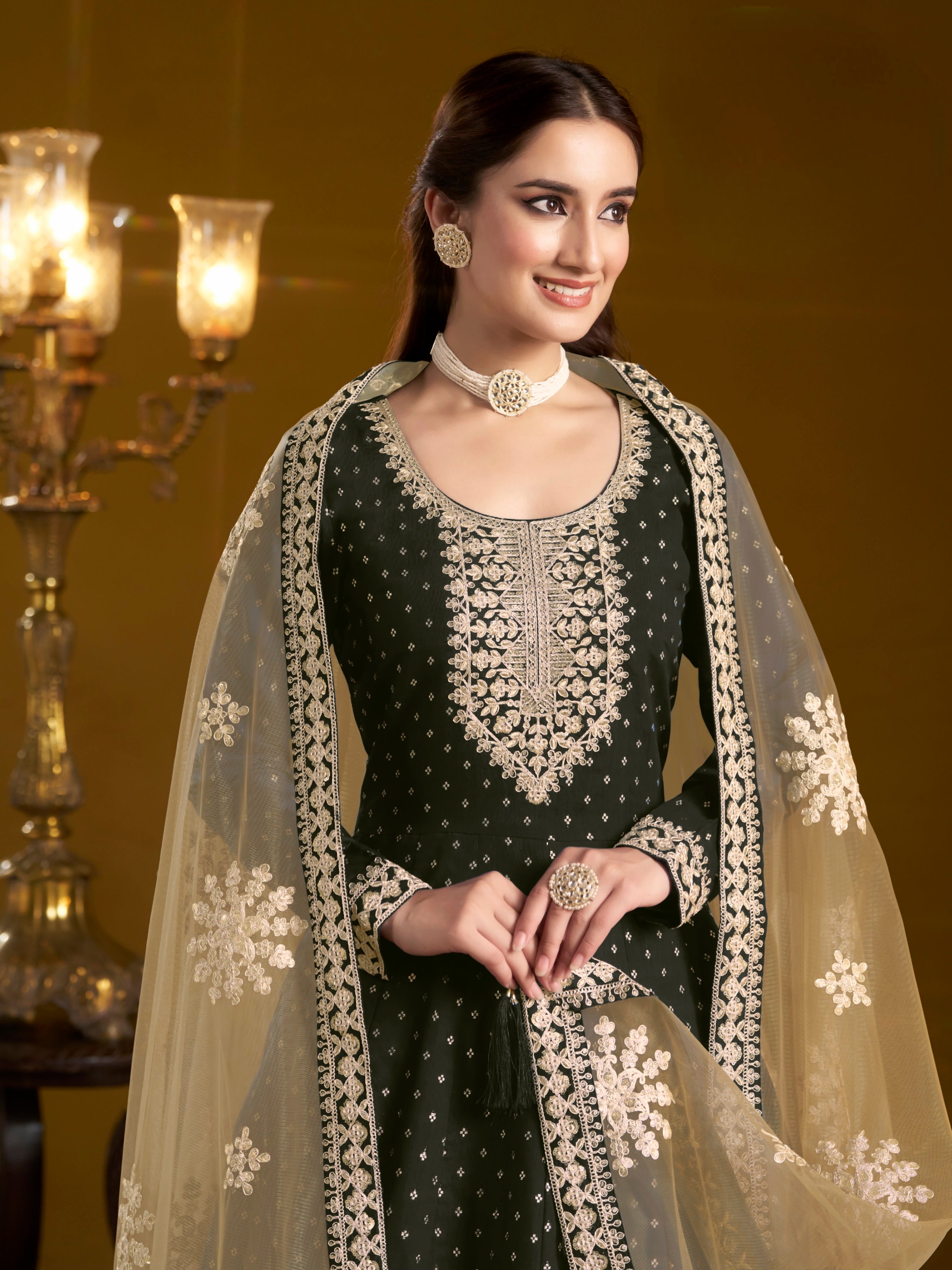 Chanderi Charm Embroidered Gown EAGW0057