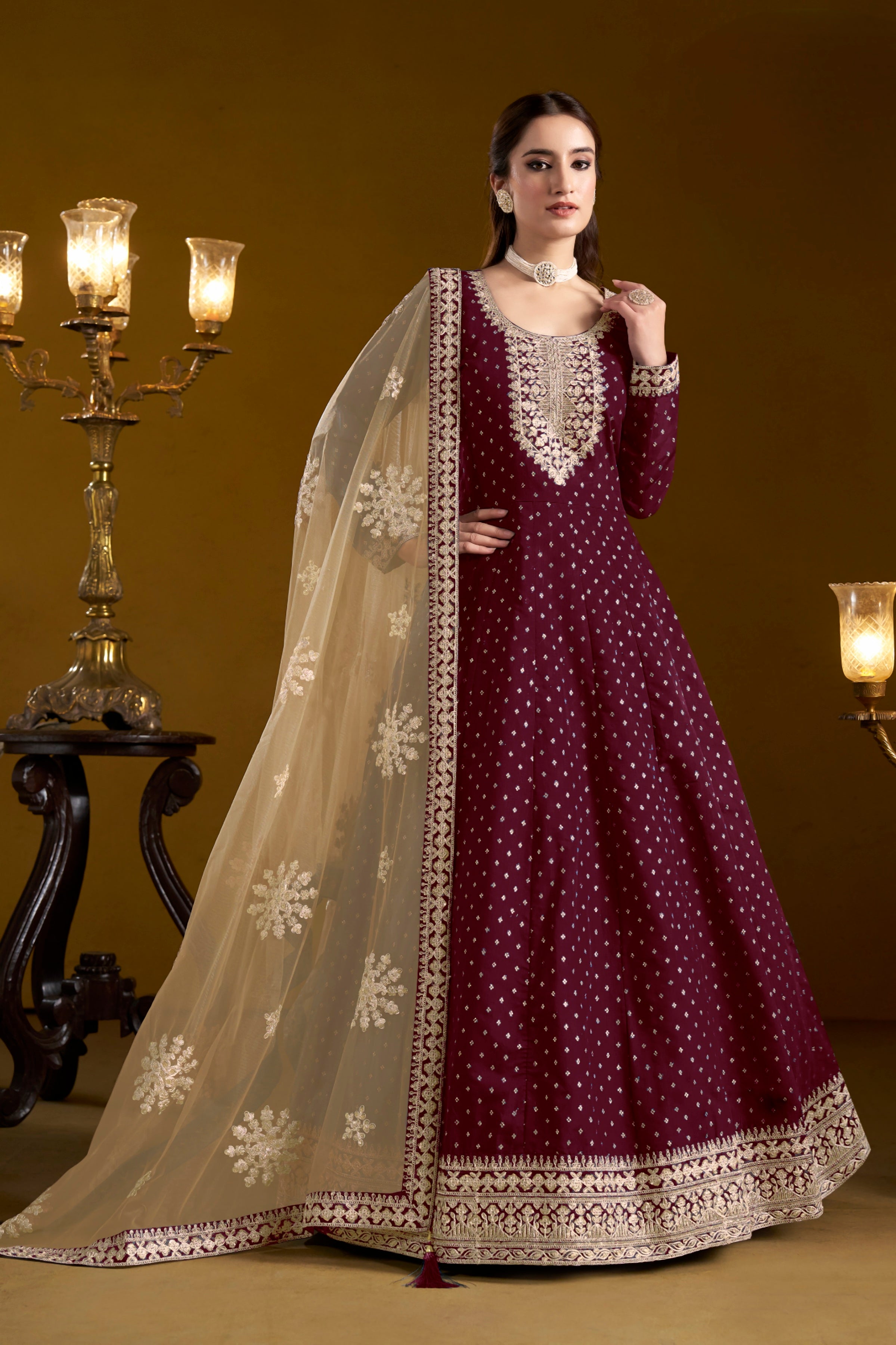 Chanderi Charm Embroidered Gown EAGW0057