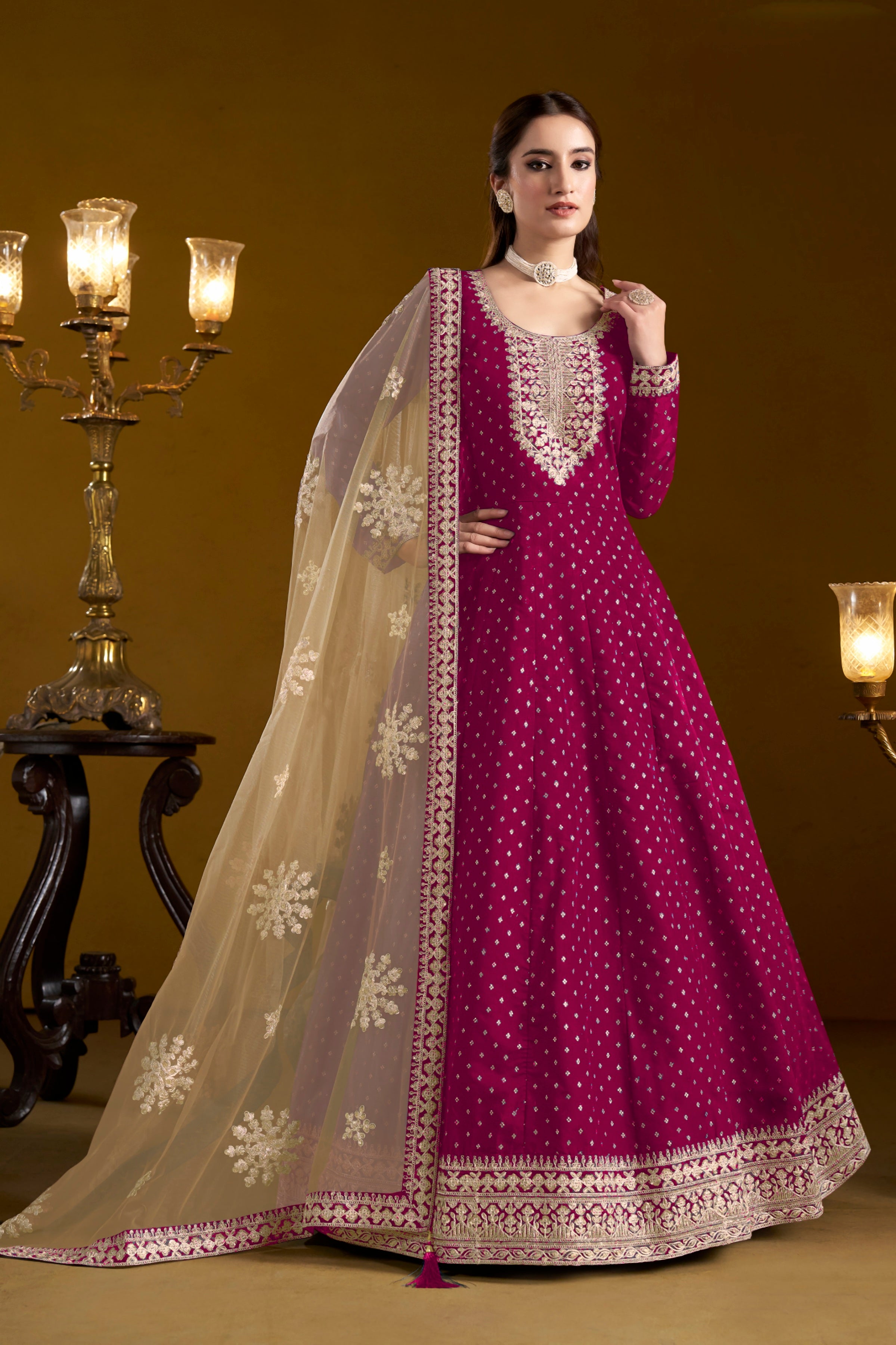 Chanderi Charm Embroidered Gown EAGW0057