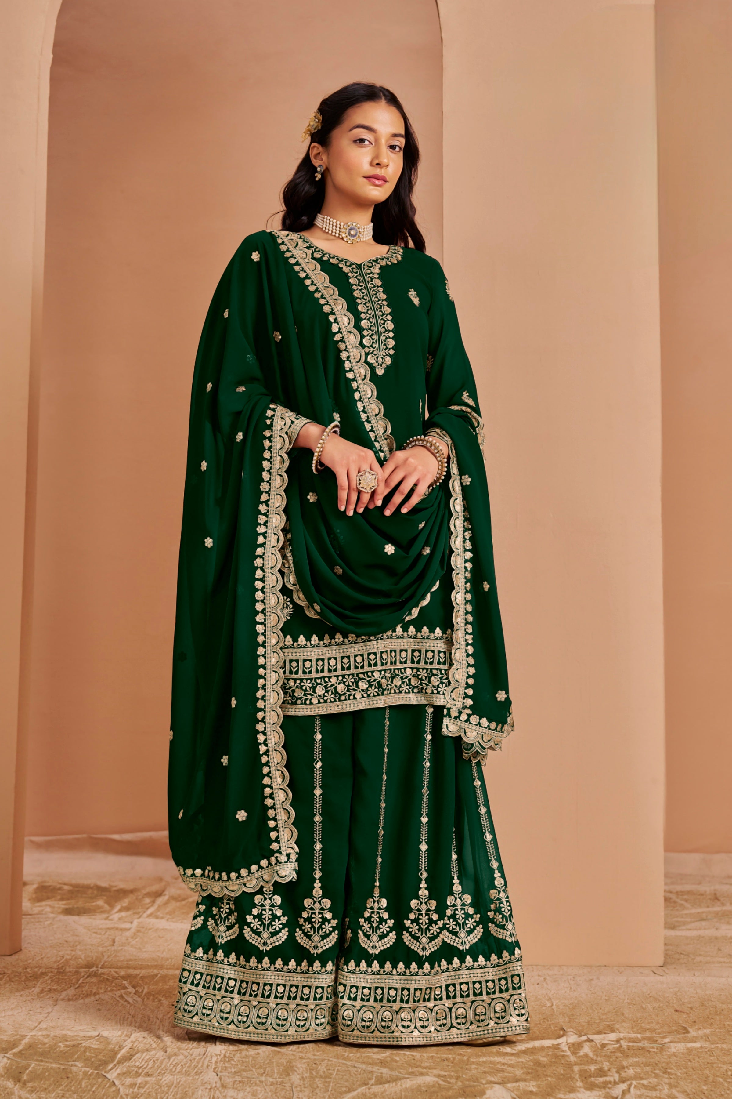 Faux Georgatte Designer SHARARA EASR0052