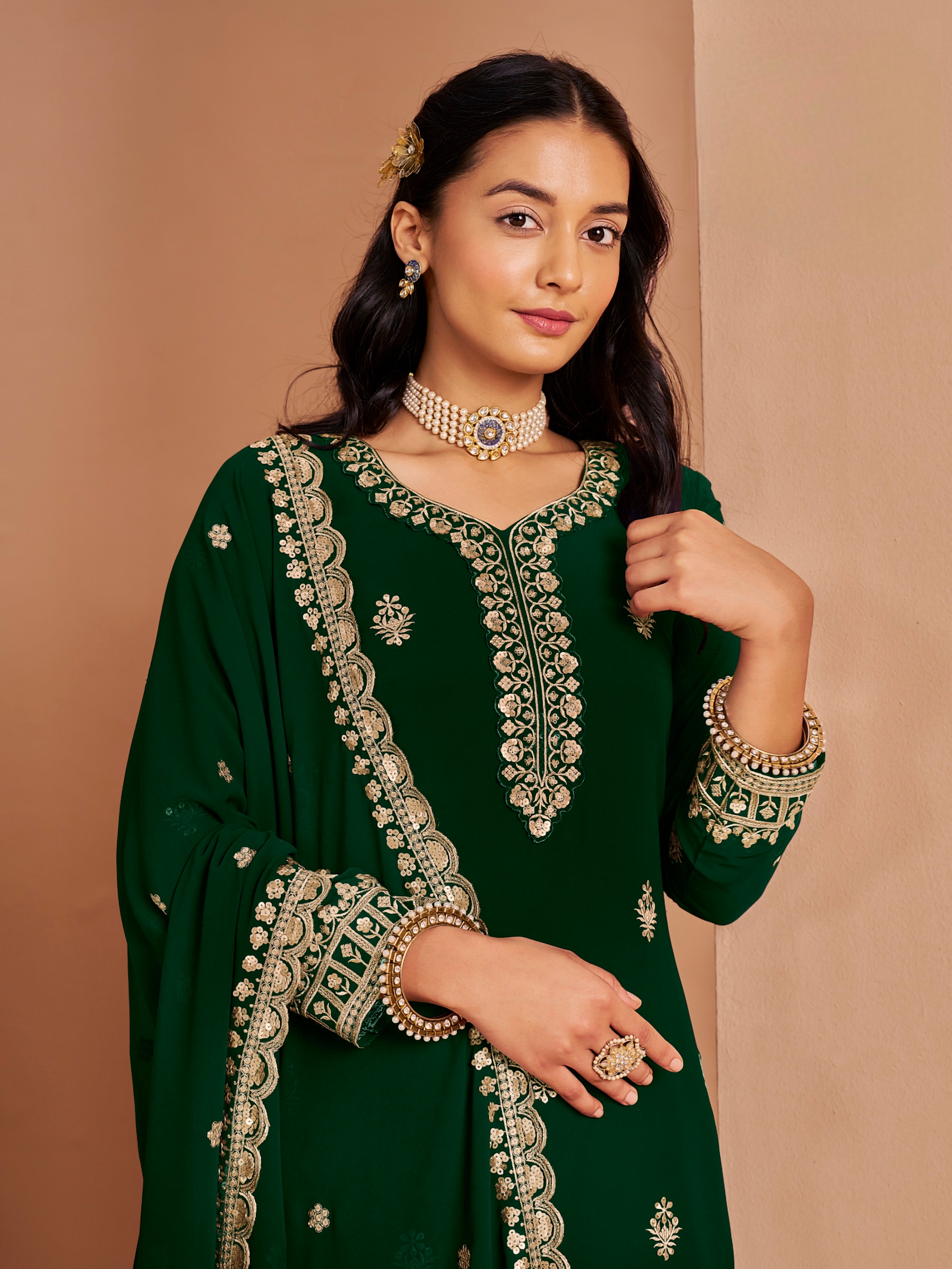 Faux Georgatte Designer SHARARA EASR0052