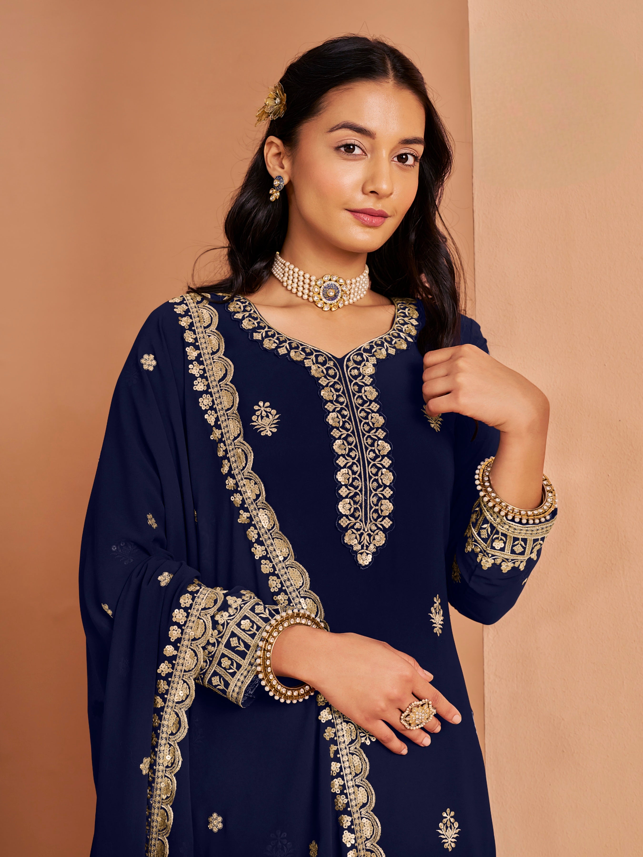 Faux Georgatte Designer SHARARA EASR0052