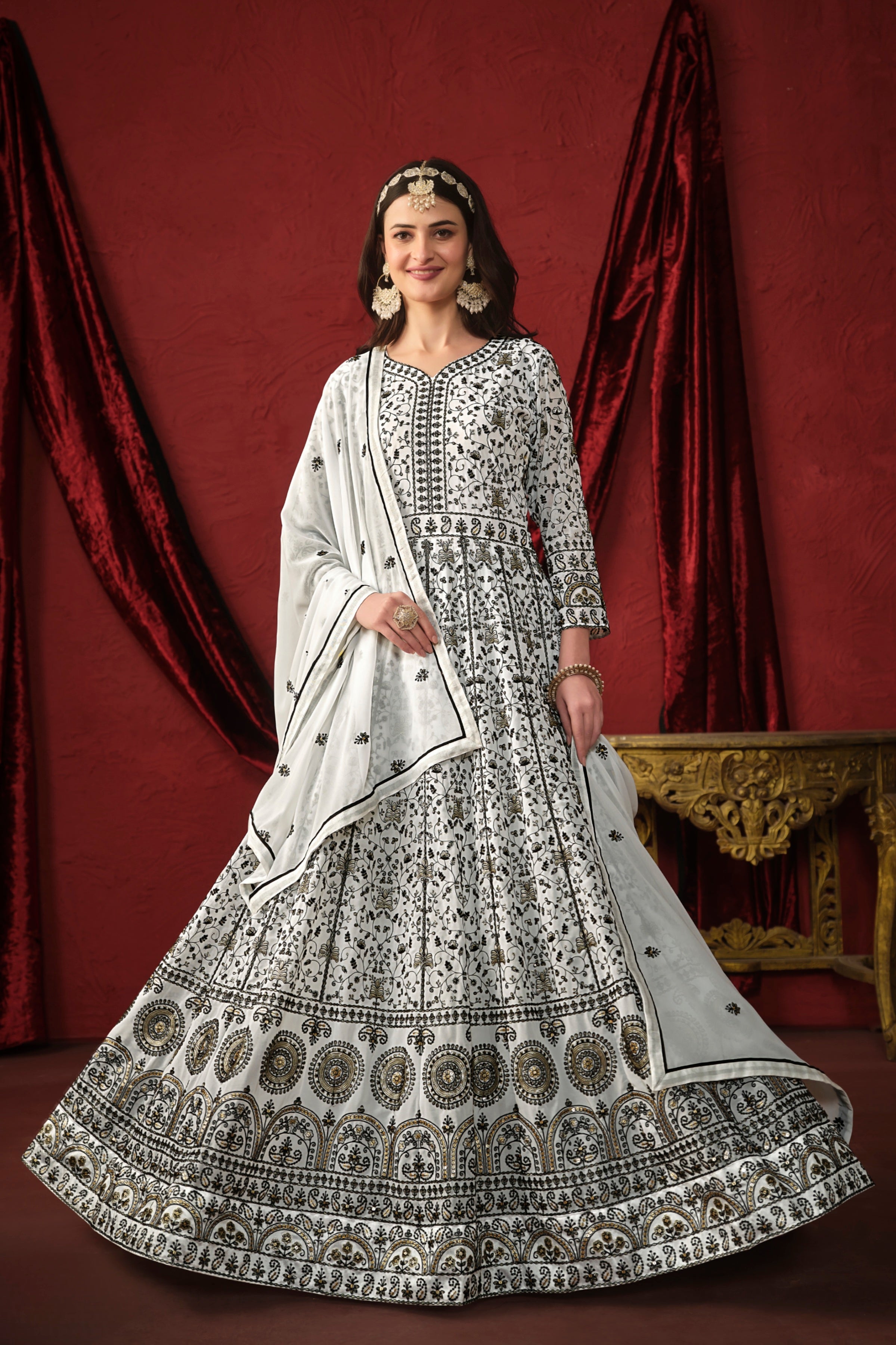 Faux georgette designer gown LXGW0009