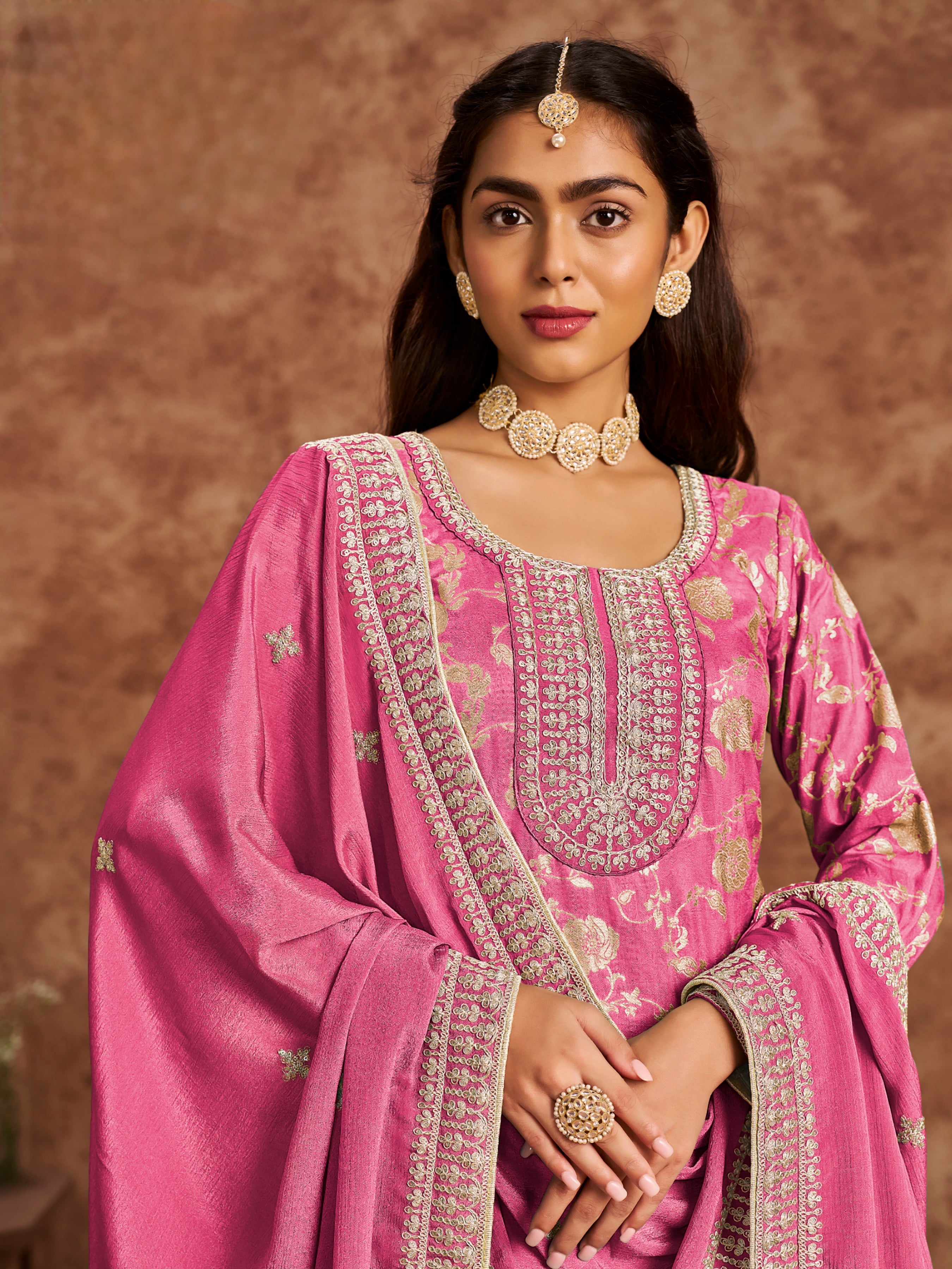Dola Silk Jacquard Suit with Chinon Dupatta EAST0017