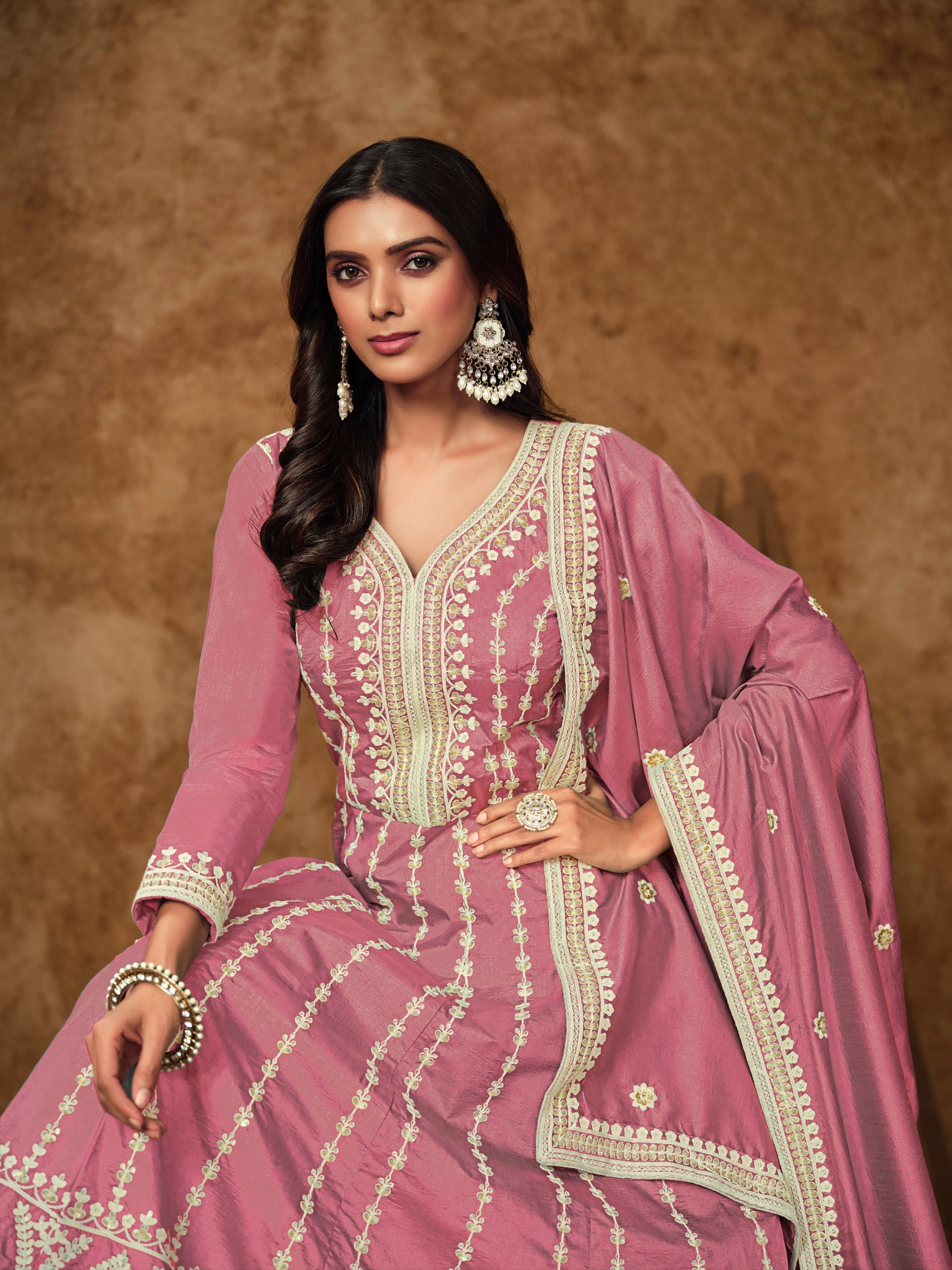 Silken Tranquil  Embroidered Gown LXGW0006