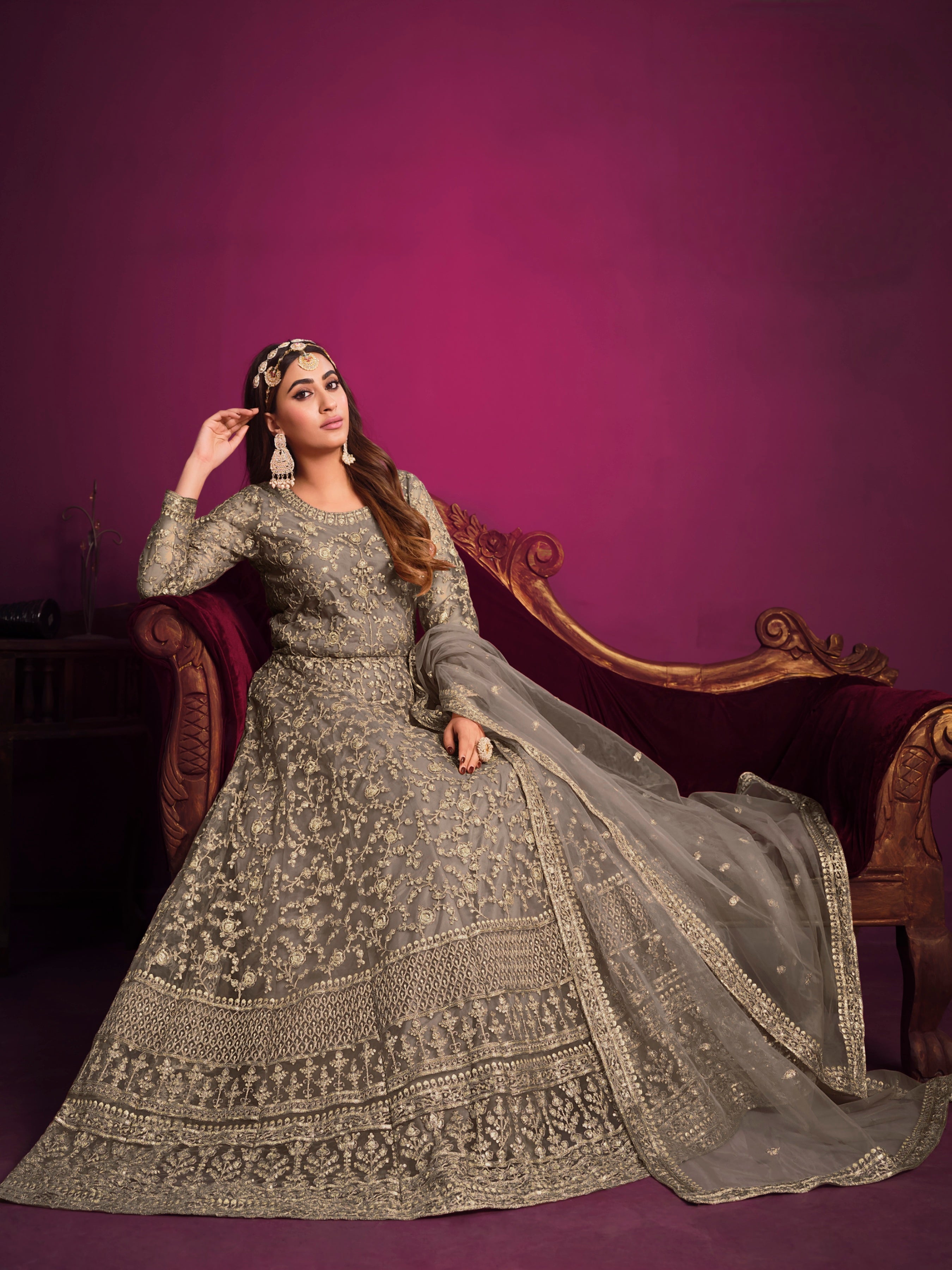 Designer gown on net fabric LXGW0014