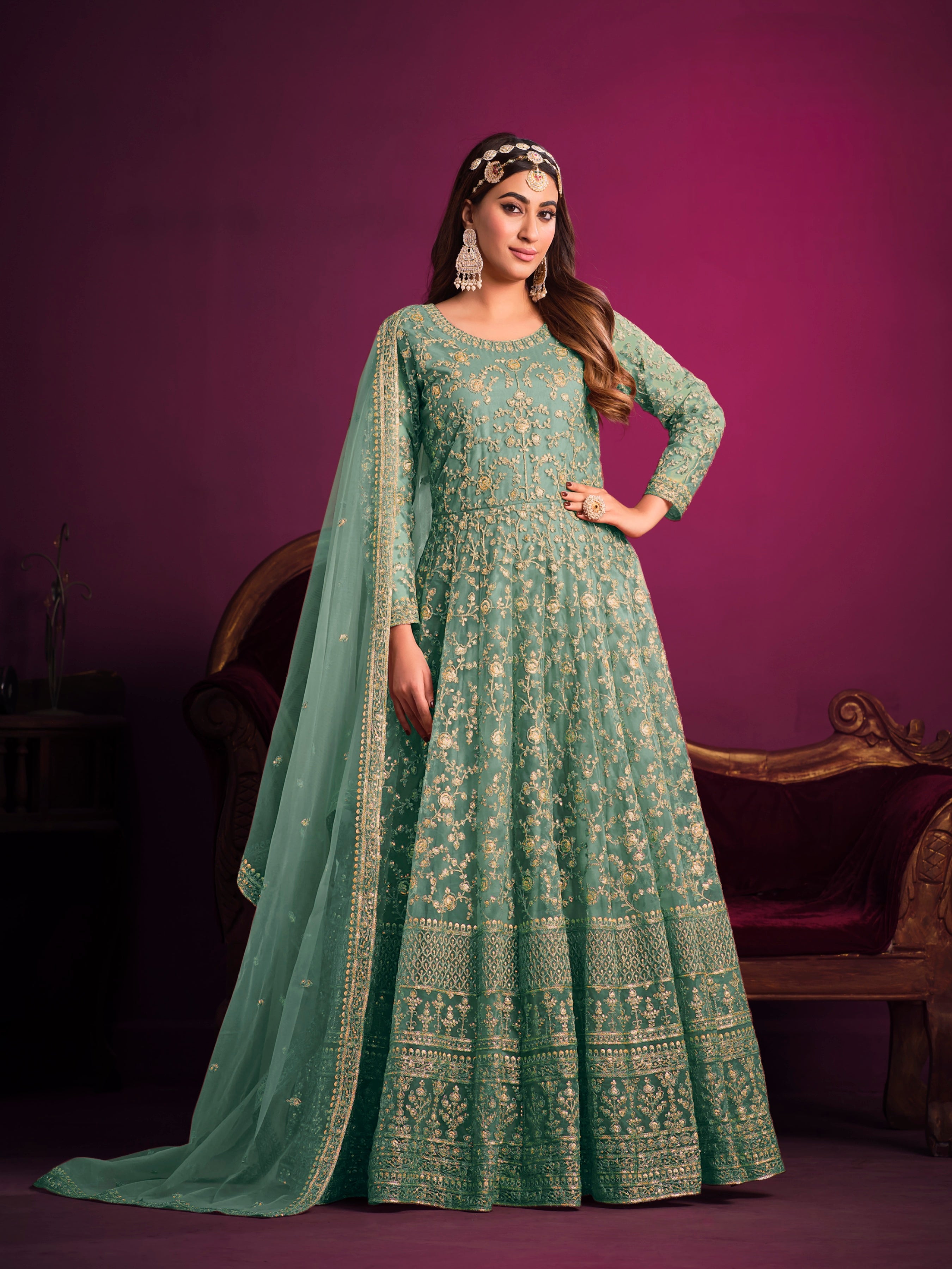Designer gown on net fabric LXGW0014