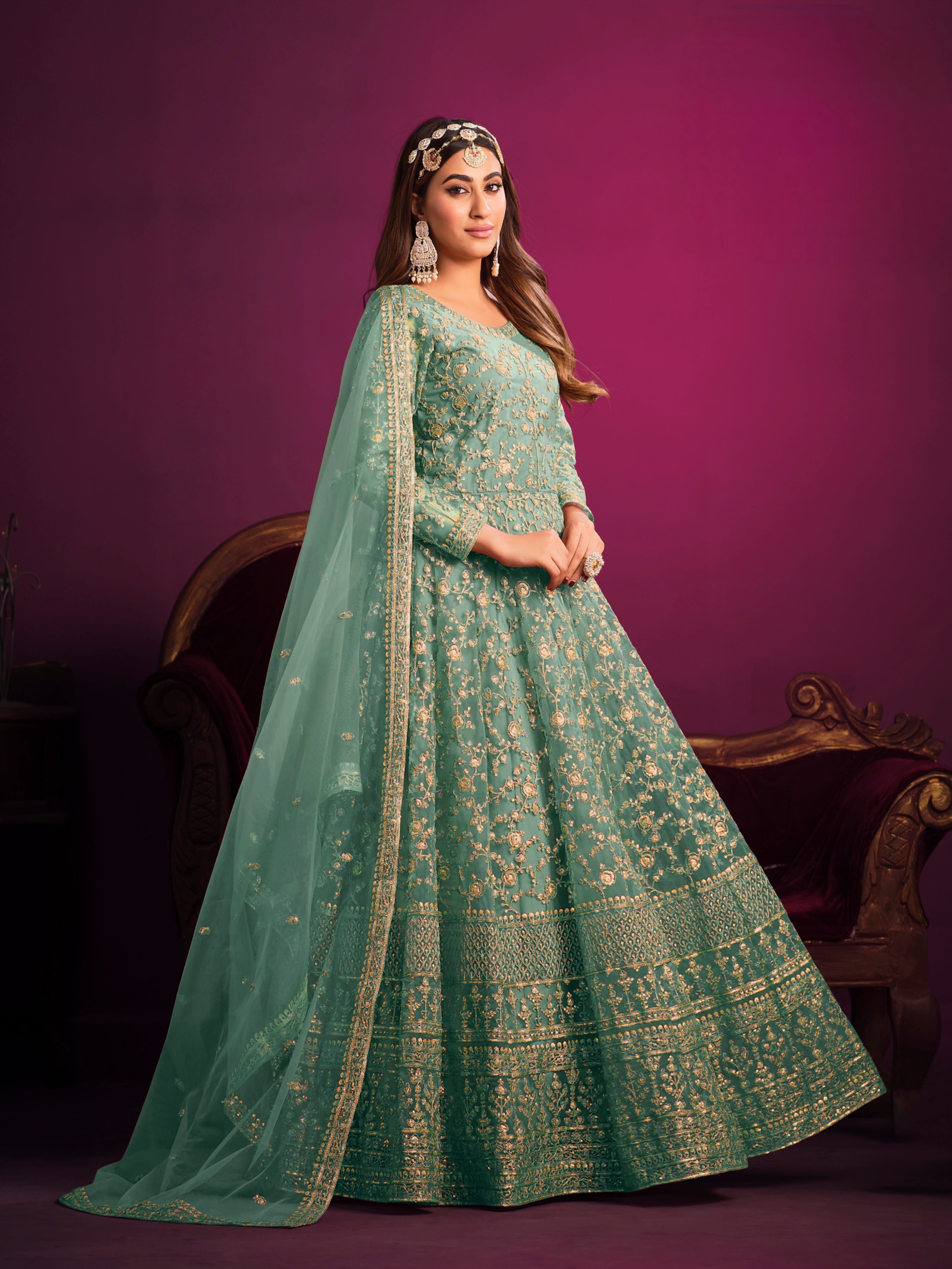Designer gown on net fabric LXGW0014