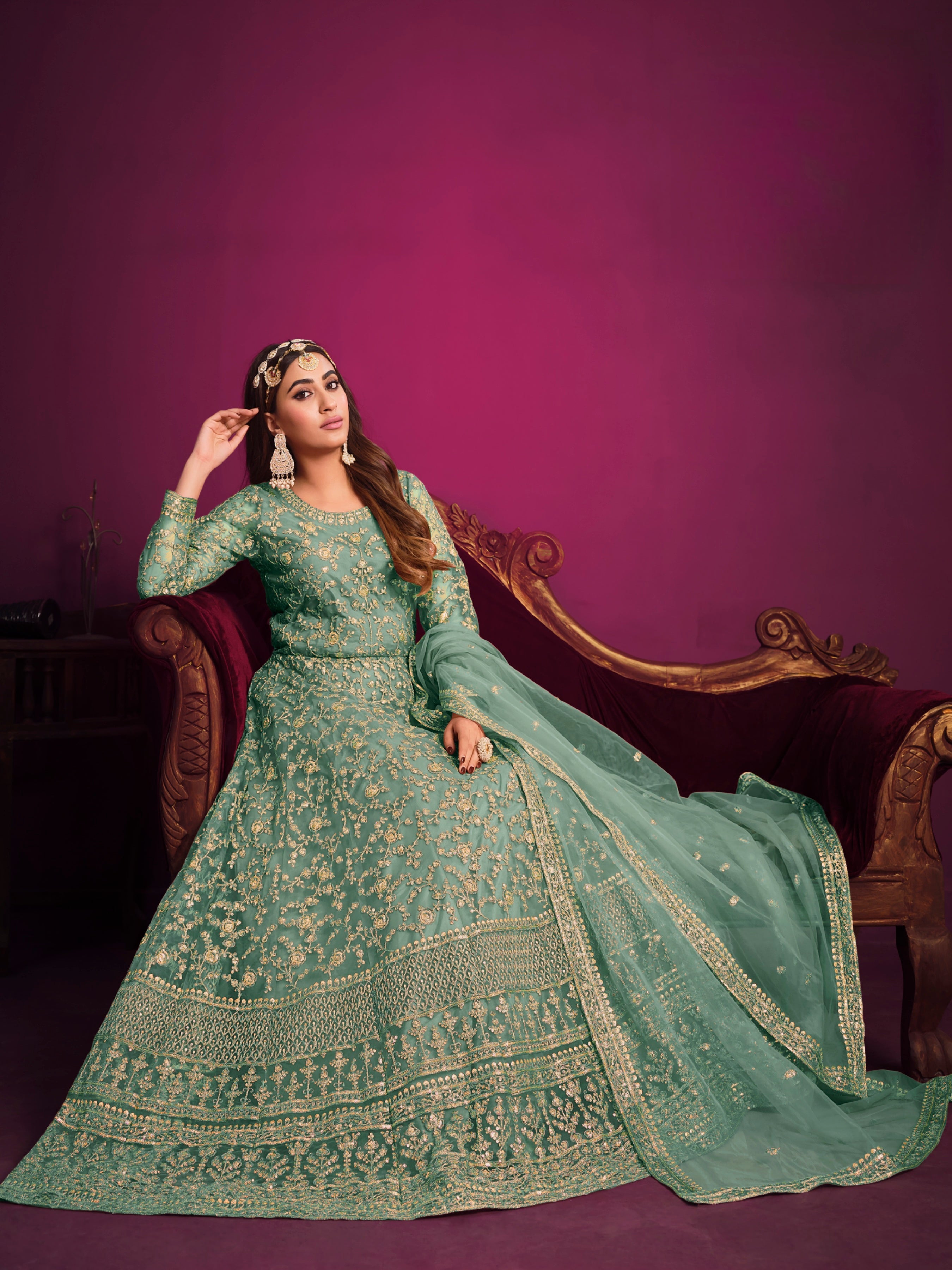 Designer gown on net fabric LXGW0014