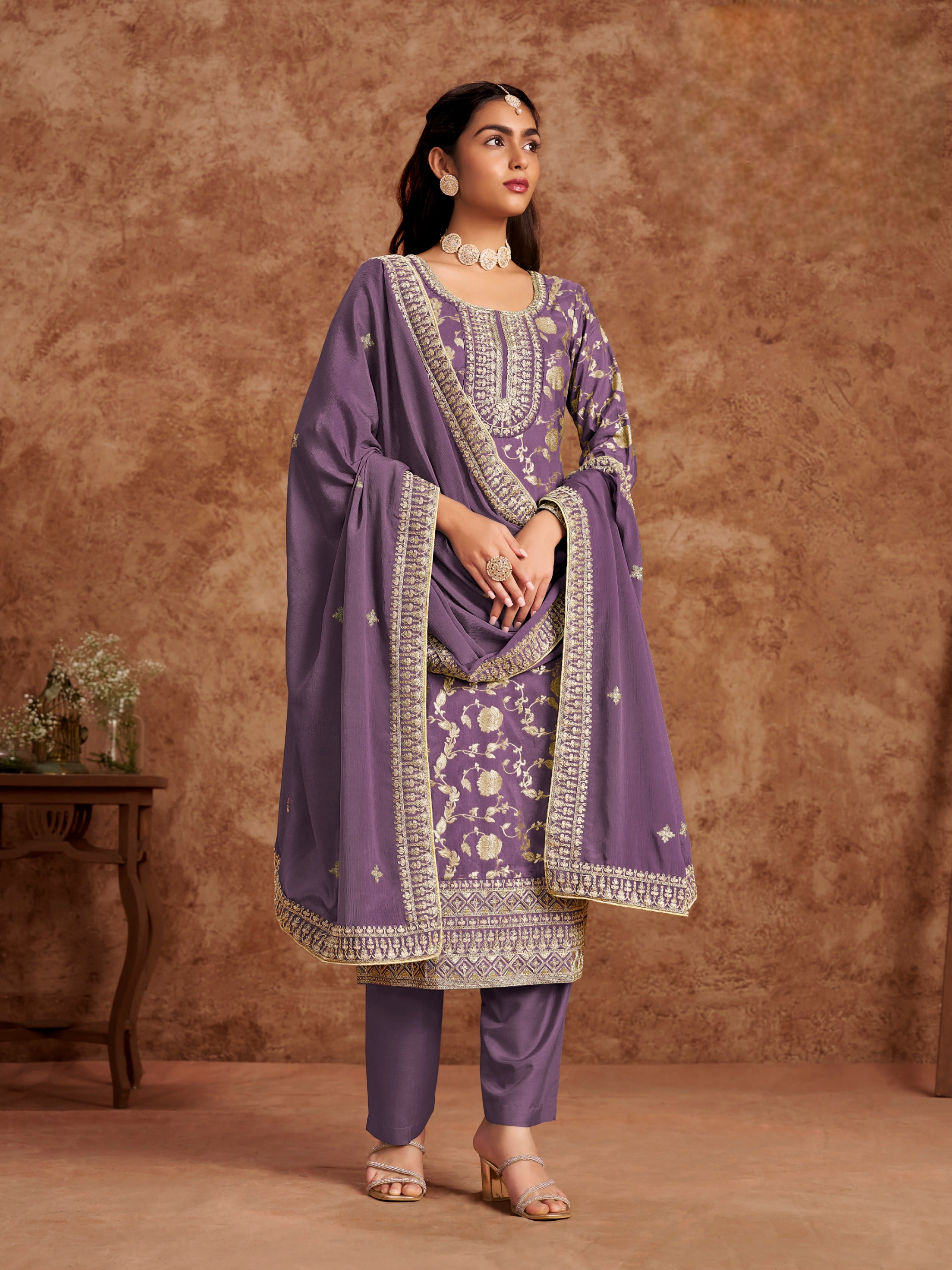 Dola Silk Jacquard Suit with Chinon Dupatta EAST0017