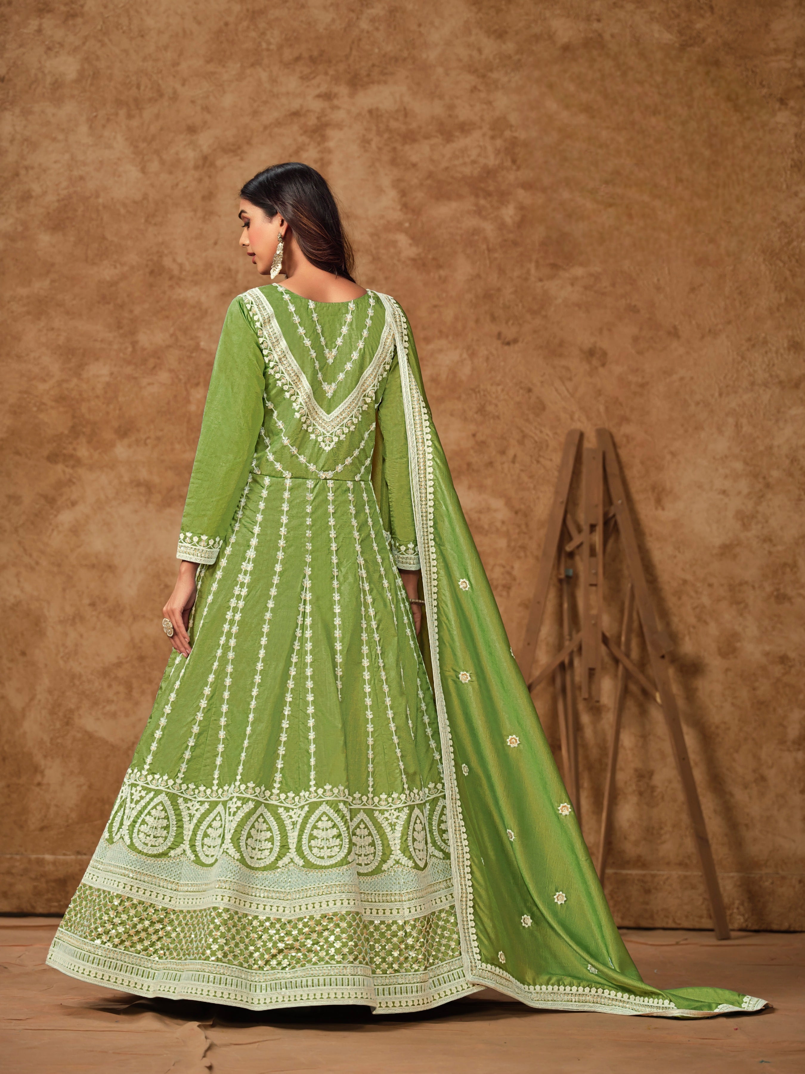 Silken Tranquil  Embroidered Gown LXGW0006