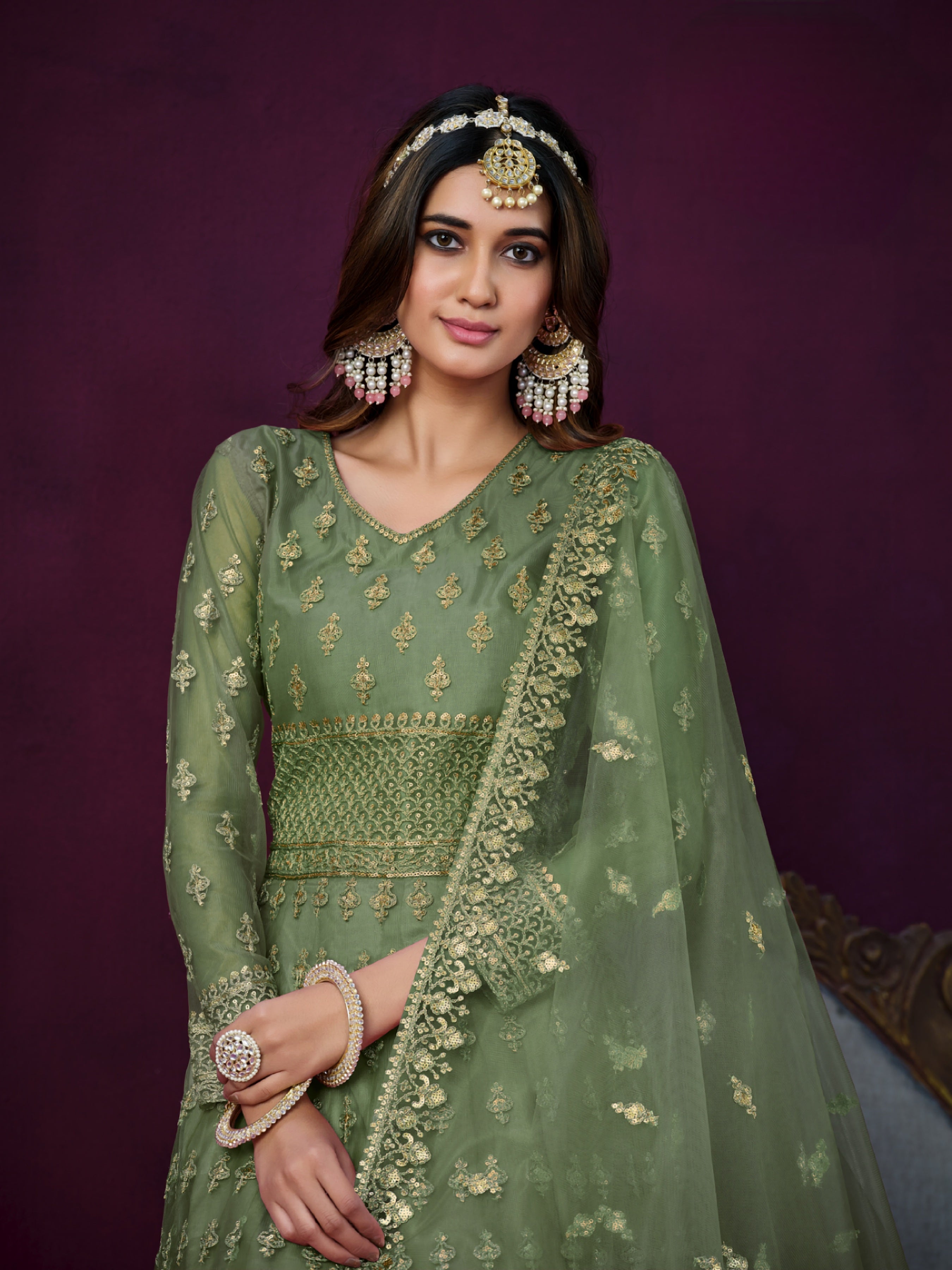 Embroidered Designer gown on net fabric LXGW0018