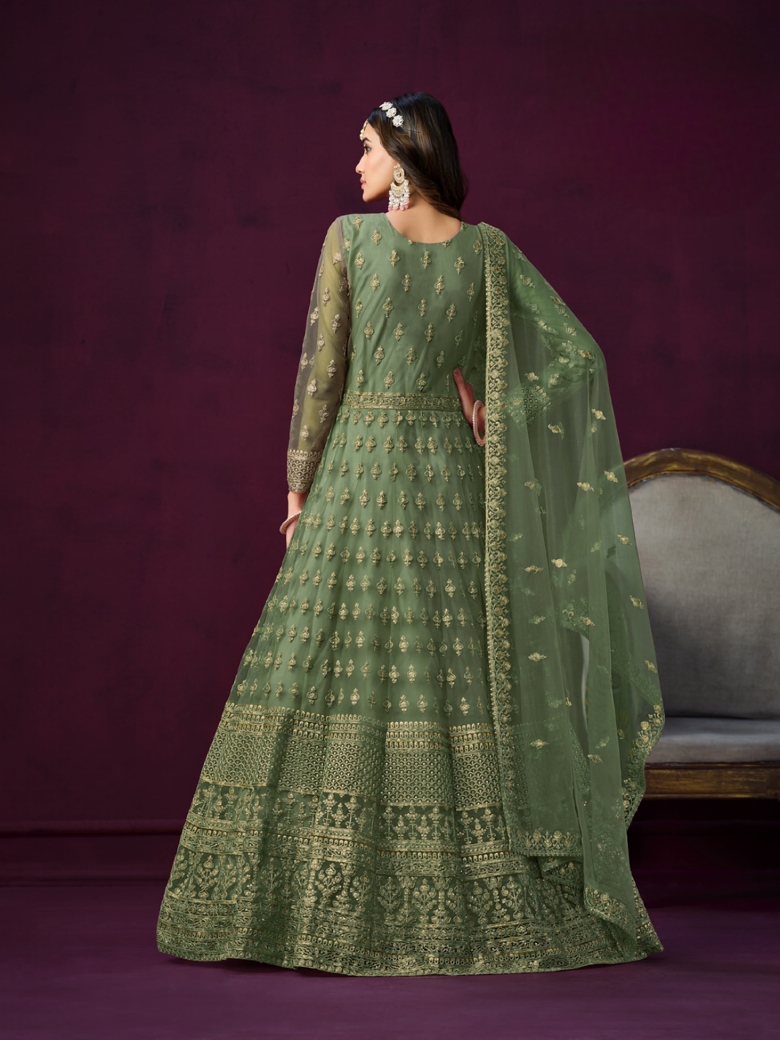 Embroidered Designer gown on net fabric LXGW0018
