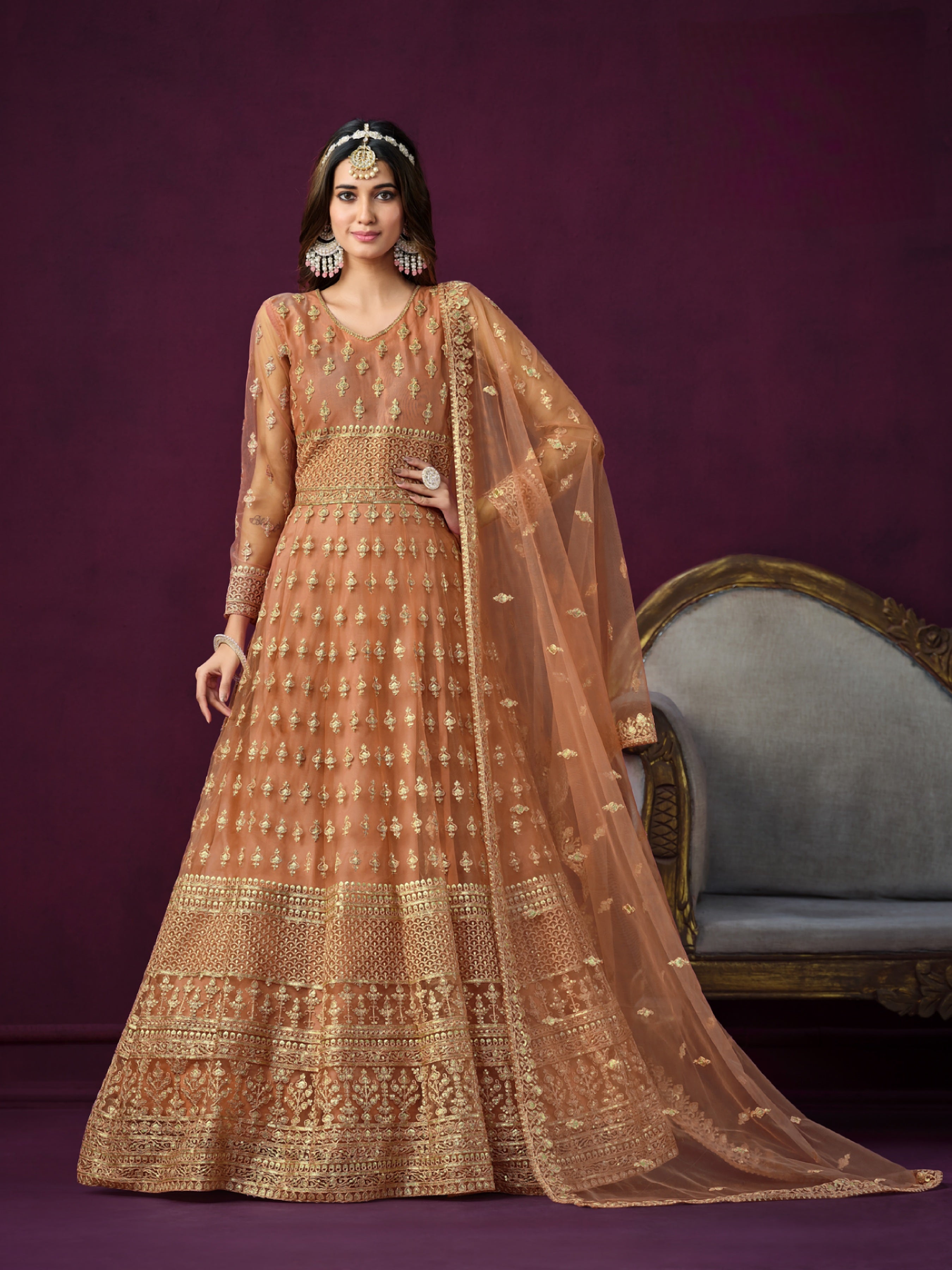Embroidered Designer gown on net fabric LXGW0018