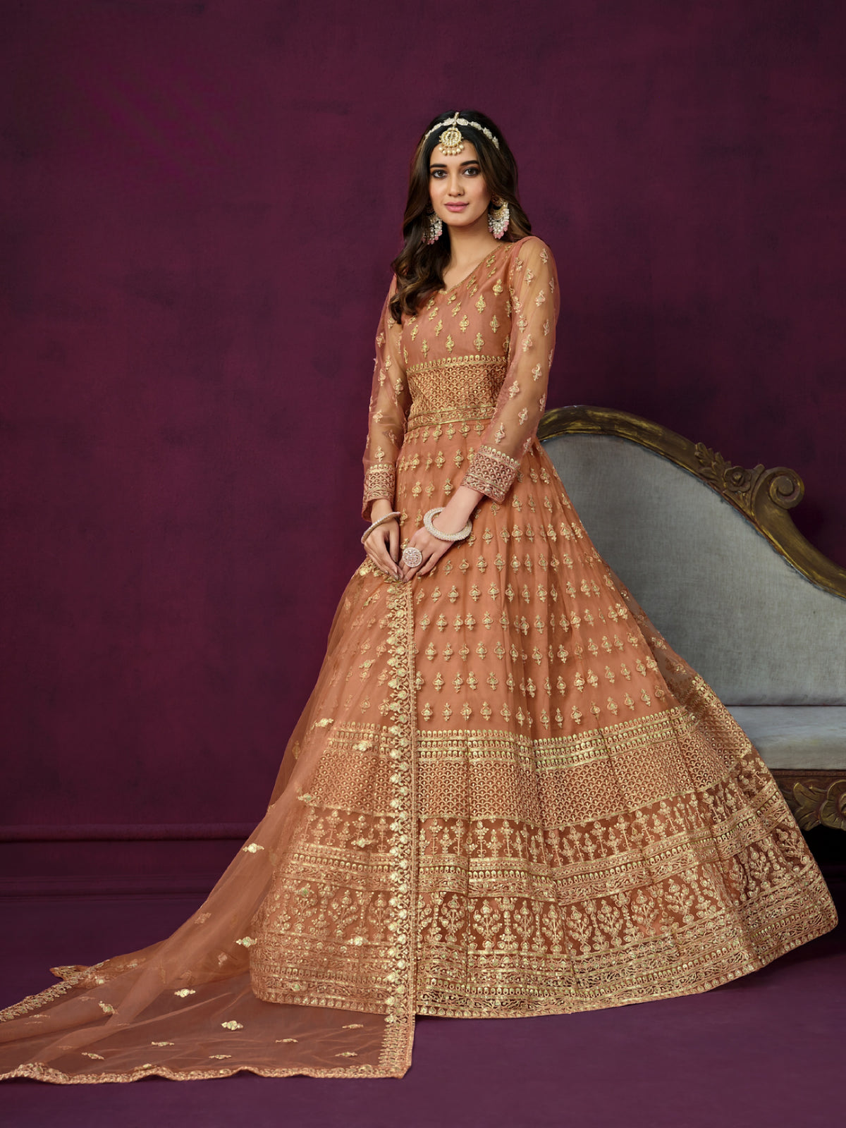 Embroidered Designer gown on net fabric LXGW0018