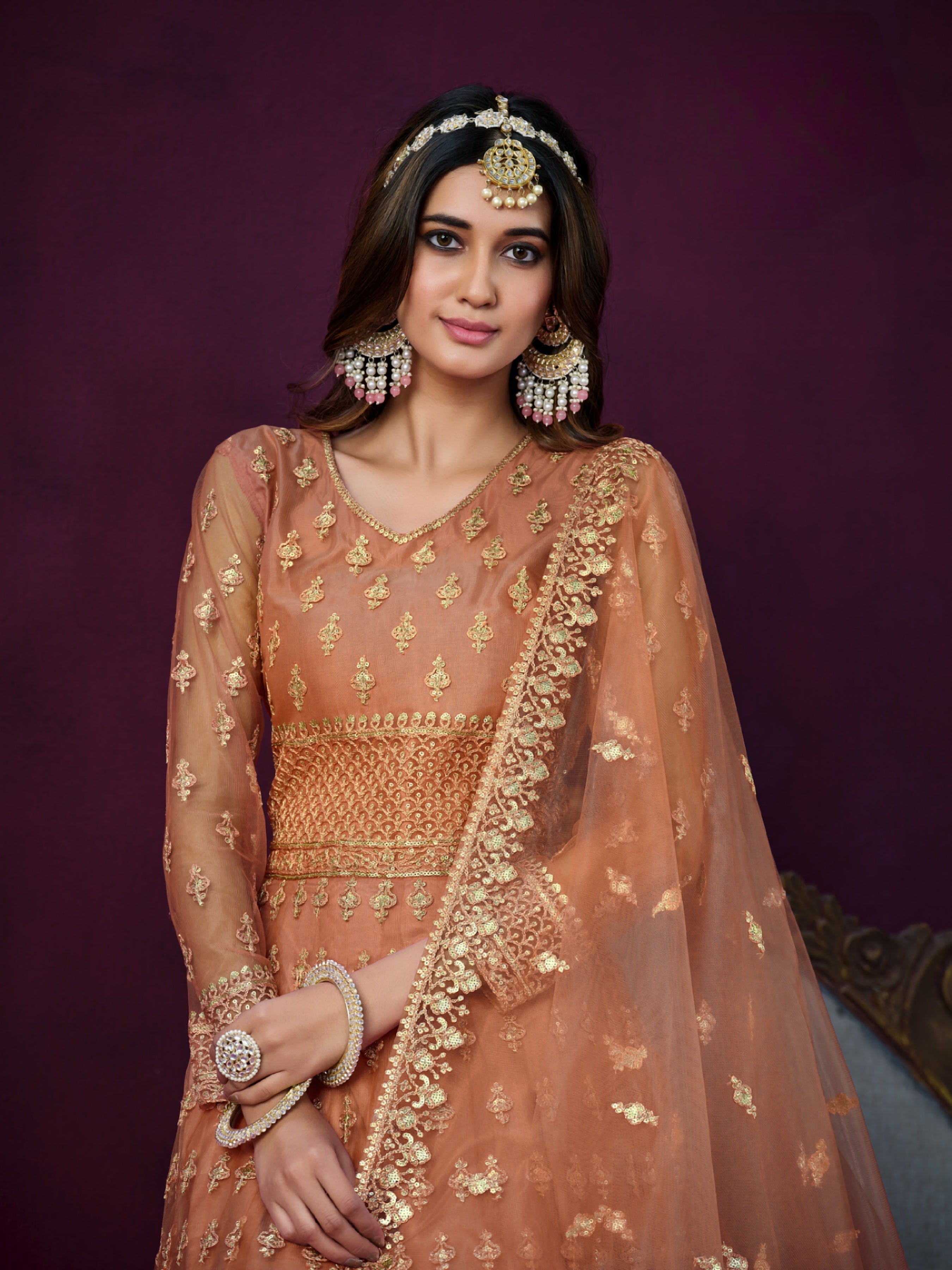 Embroidered Designer gown on net fabric LXGW0018