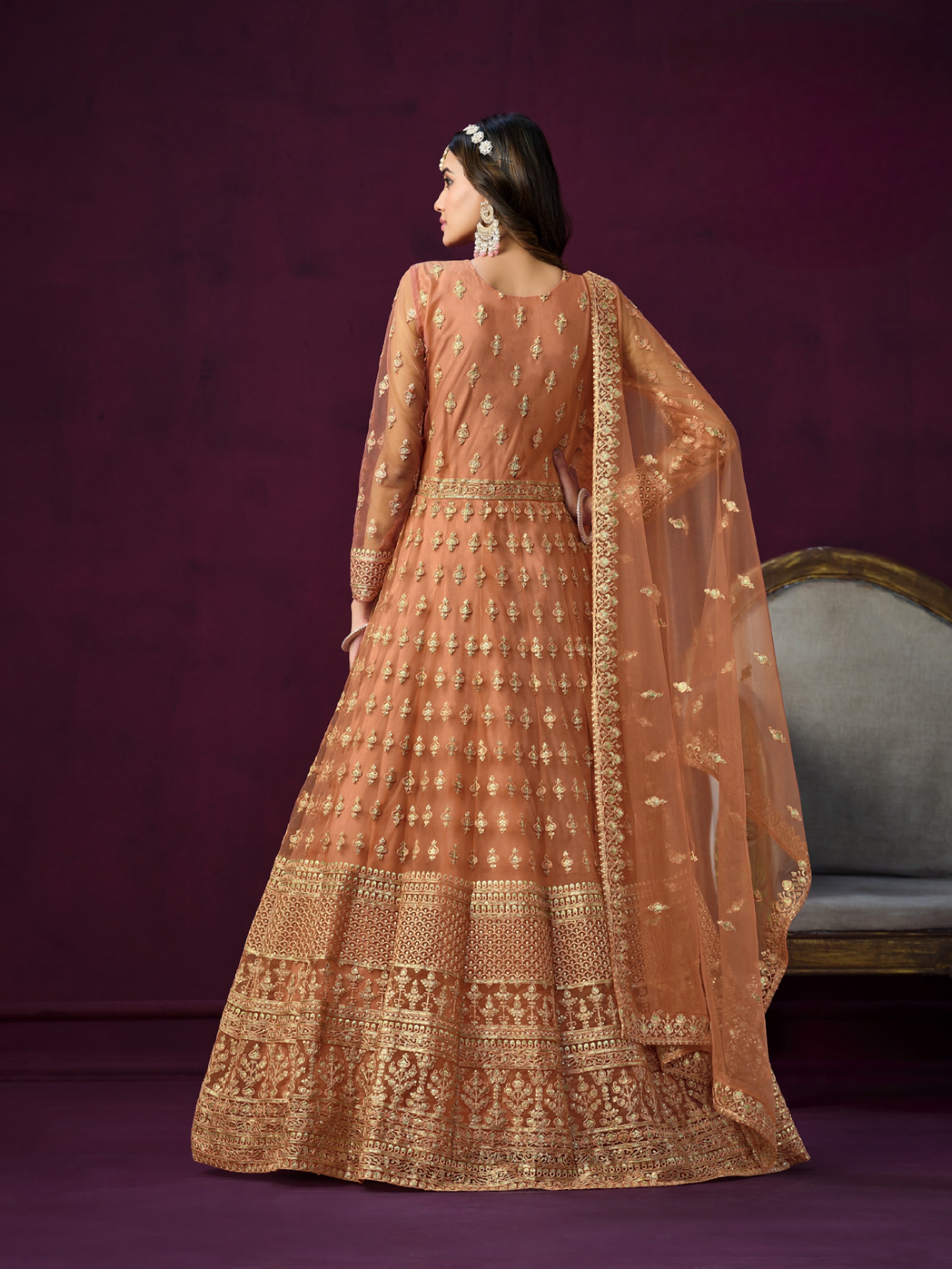 Embroidered Designer gown on net fabric LXGW0018