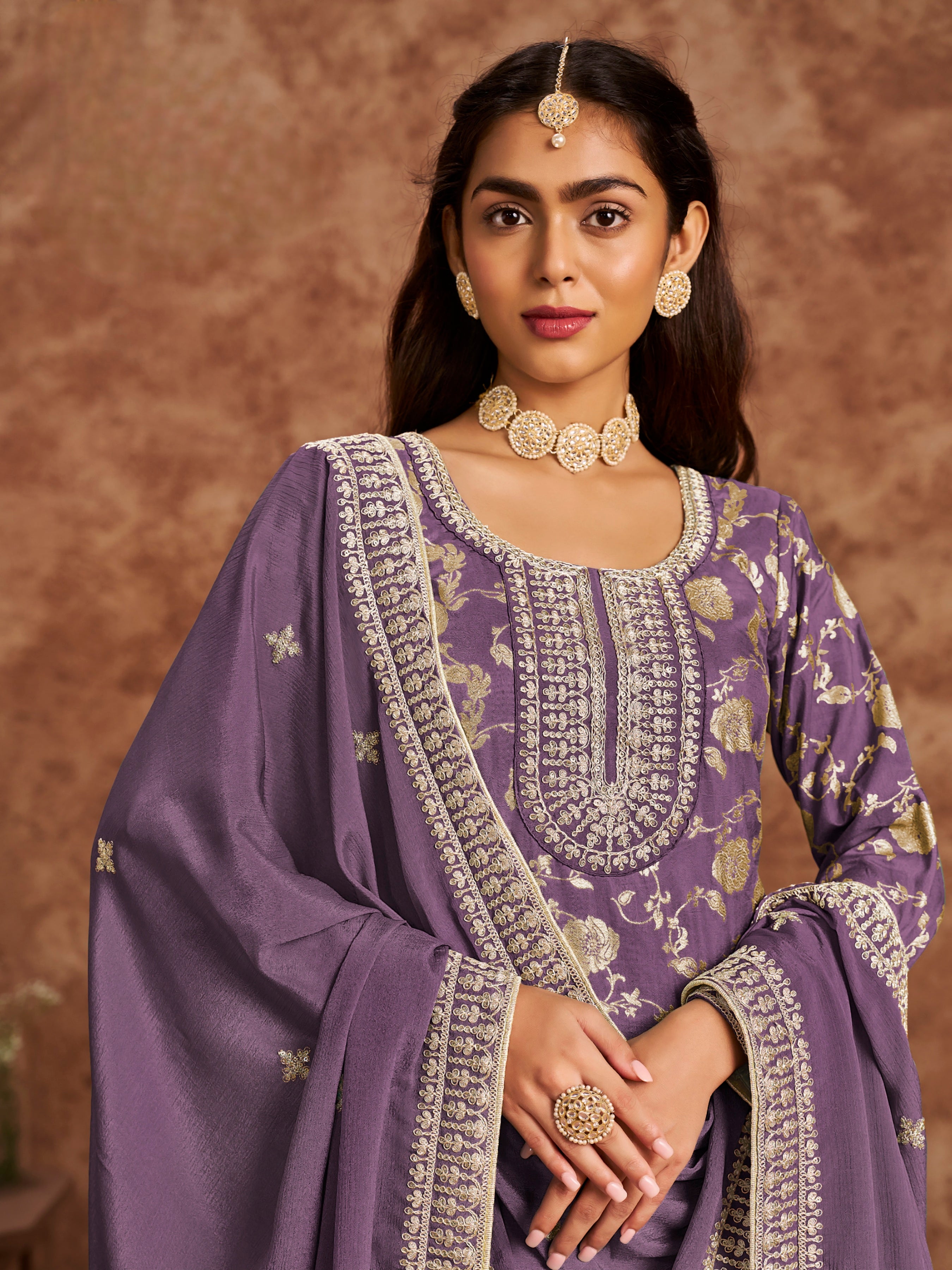 Dola Silk Jacquard Suit with Chinon Dupatta EAST0017