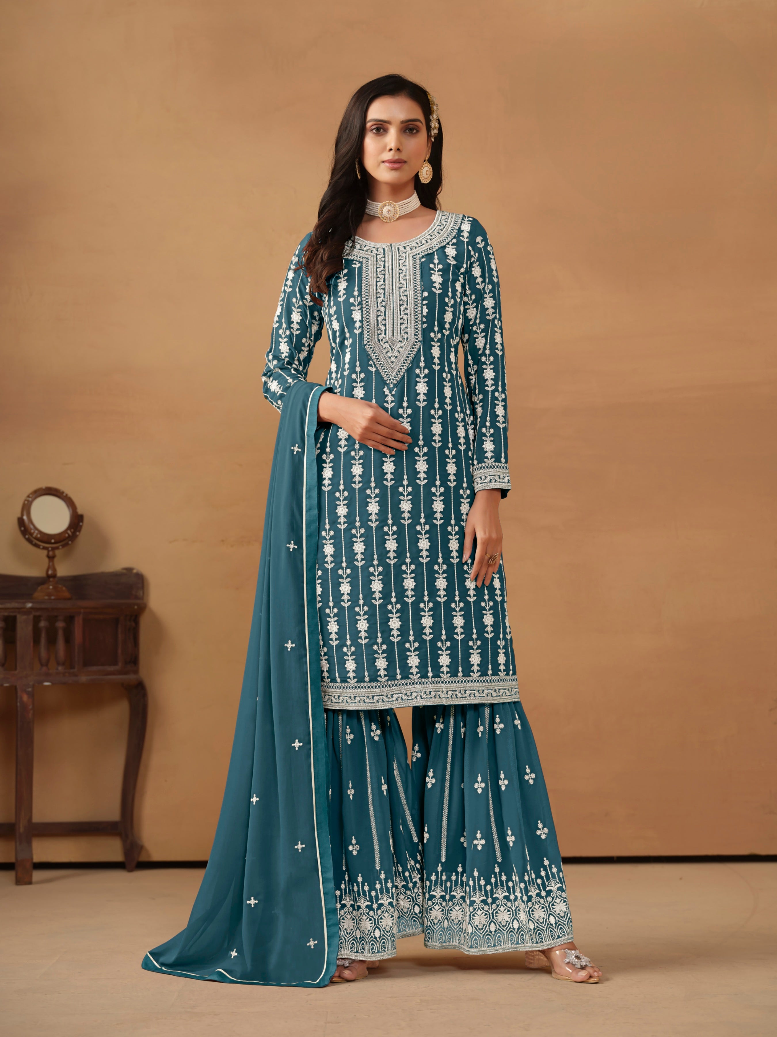 Heavy Embroideried Sharara EASR0066